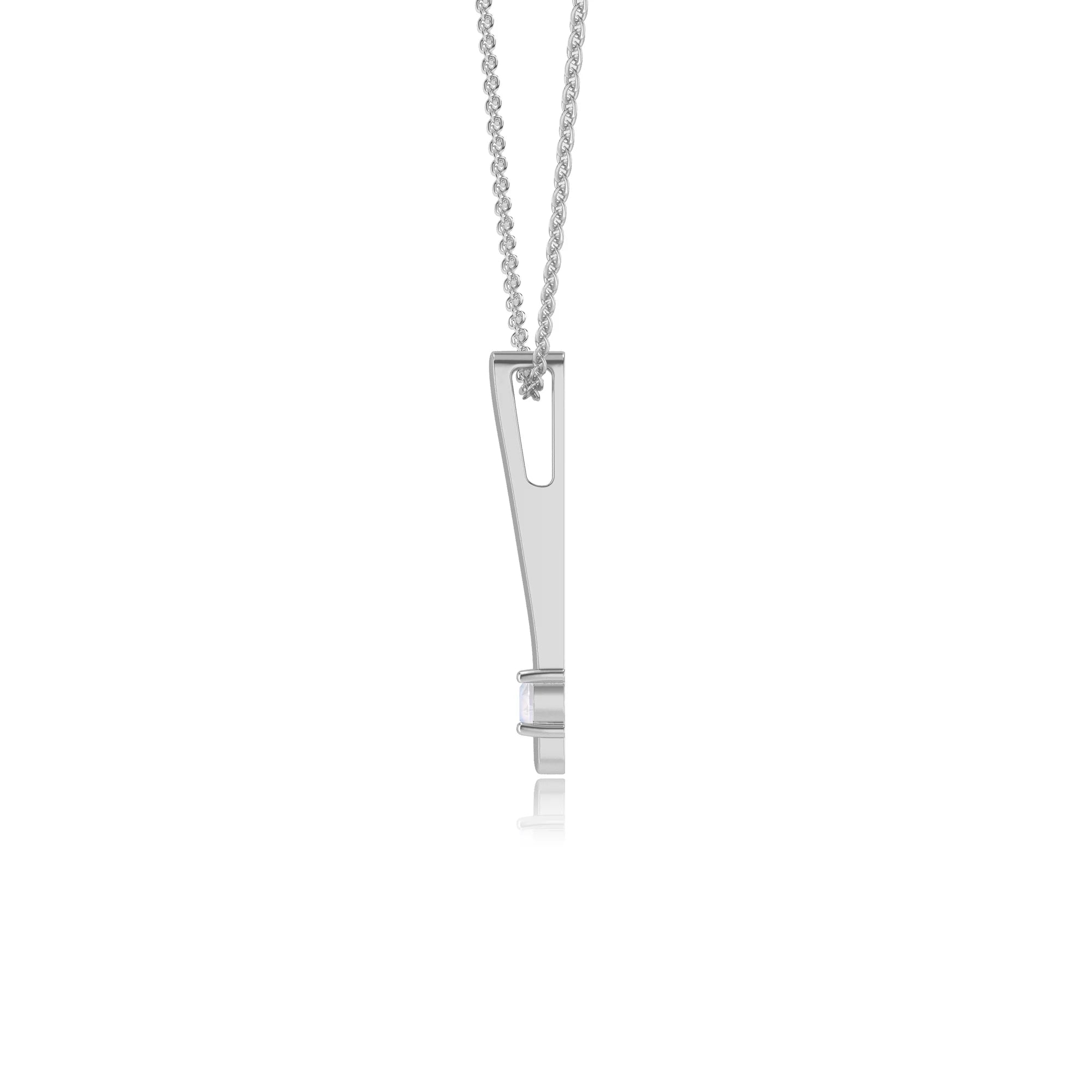 natural rainbow-moonstone round bar necklaces in white gold 
