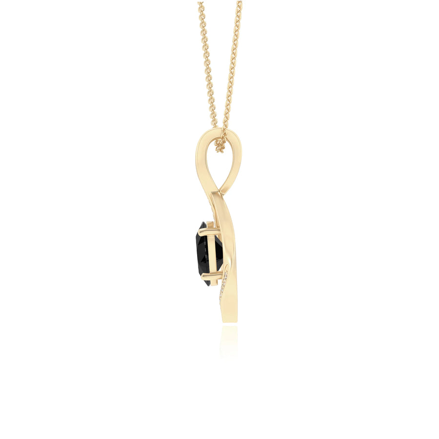 natural black-onyx oval solitaire necklaces in yellow gold 