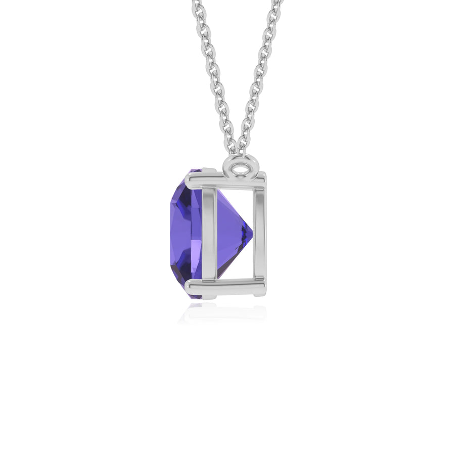lab grown tanzanite cushion solitaire necklaces in sterling silver 