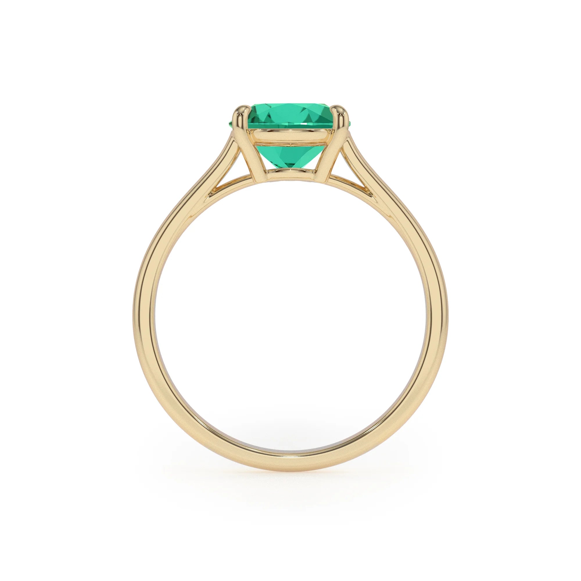 lab grown emerald pear solitaire rings in yellow gold 