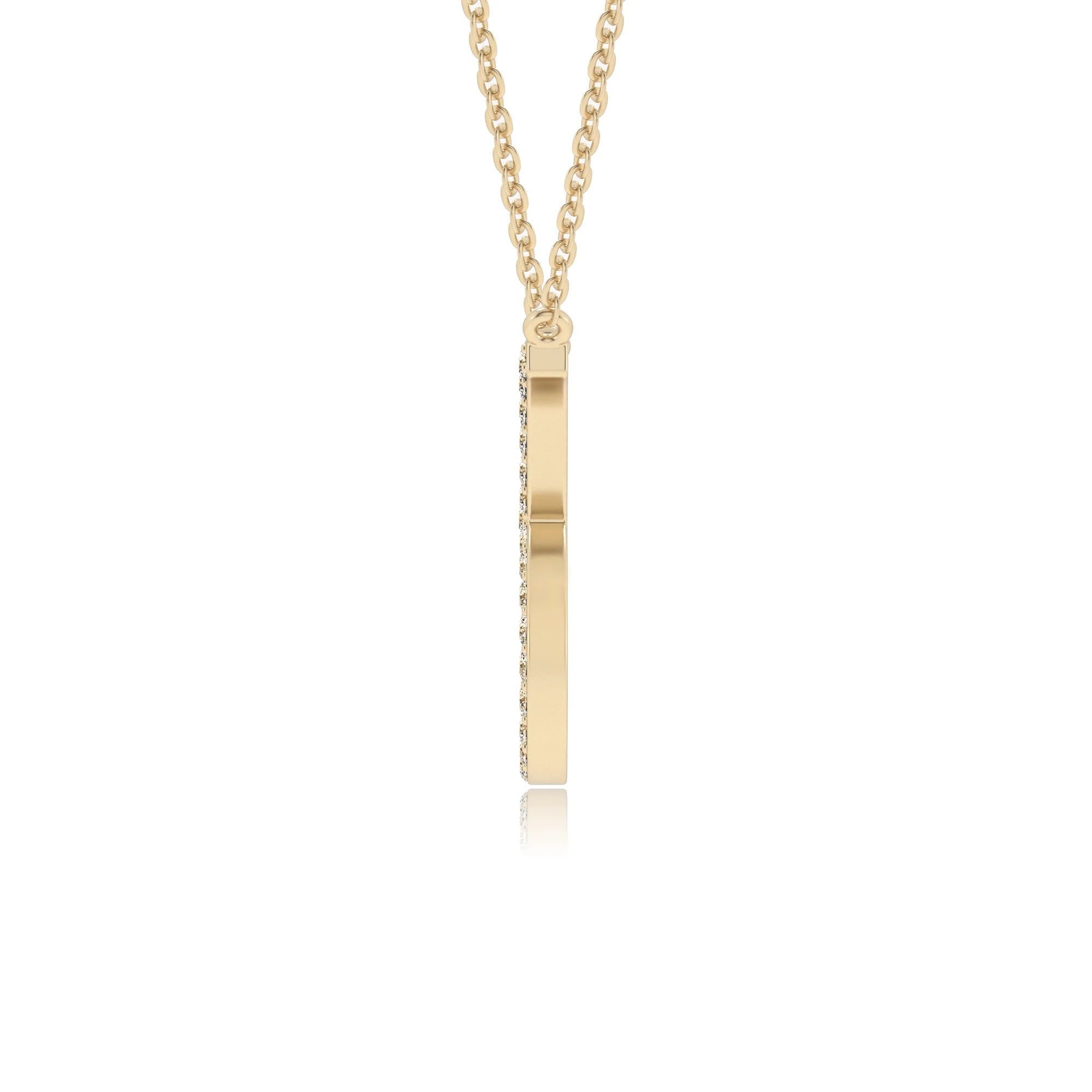 lab grown moissanite round necklaces in yellow gold 