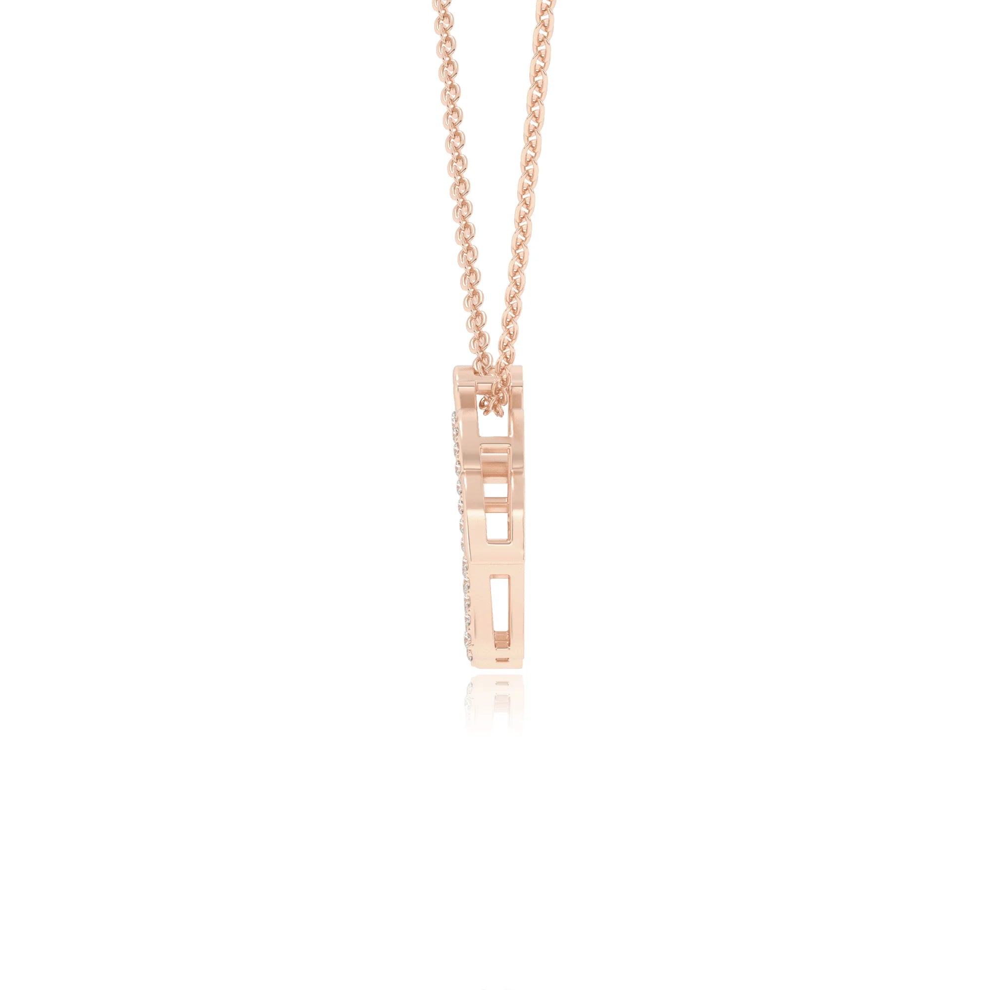 lab grown moissanite round necklaces in rose gold 