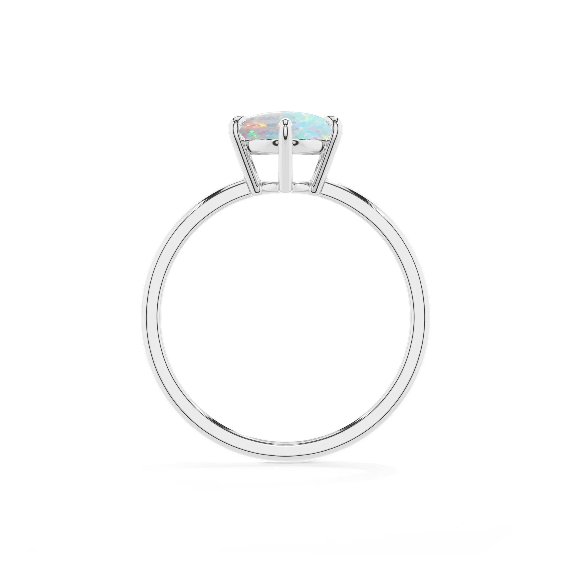 lab grown opal oval solitaire rings in white gold 