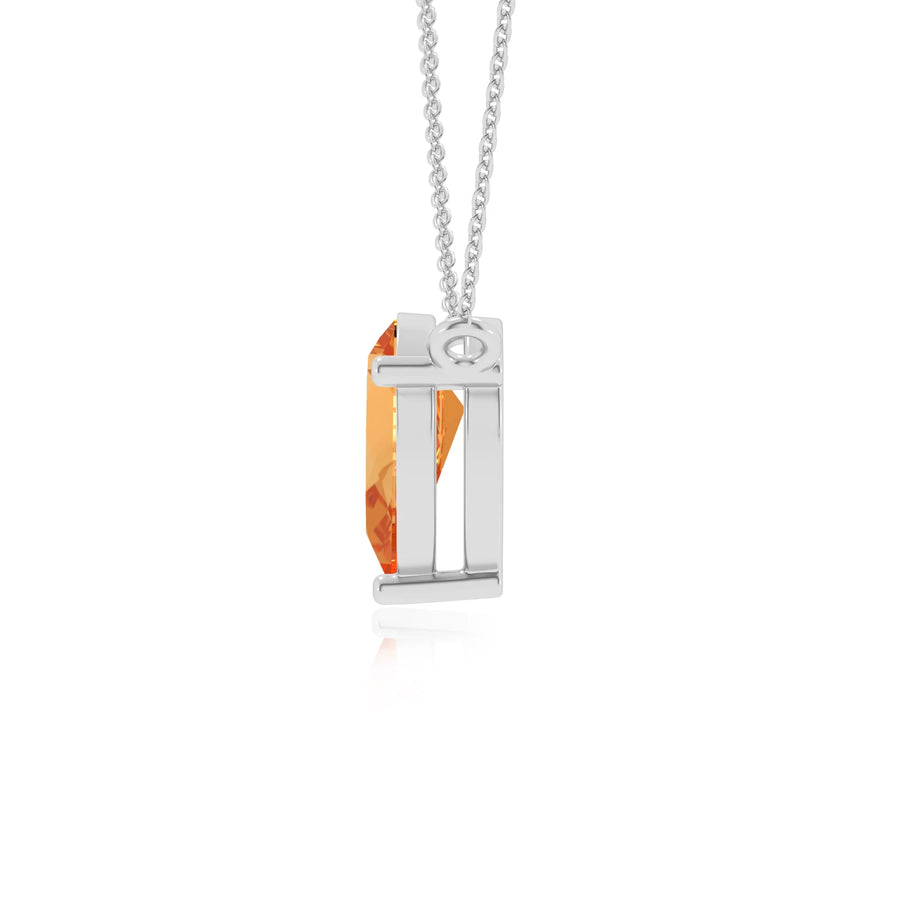 lab grown citrine pear solitaire necklaces in white gold 