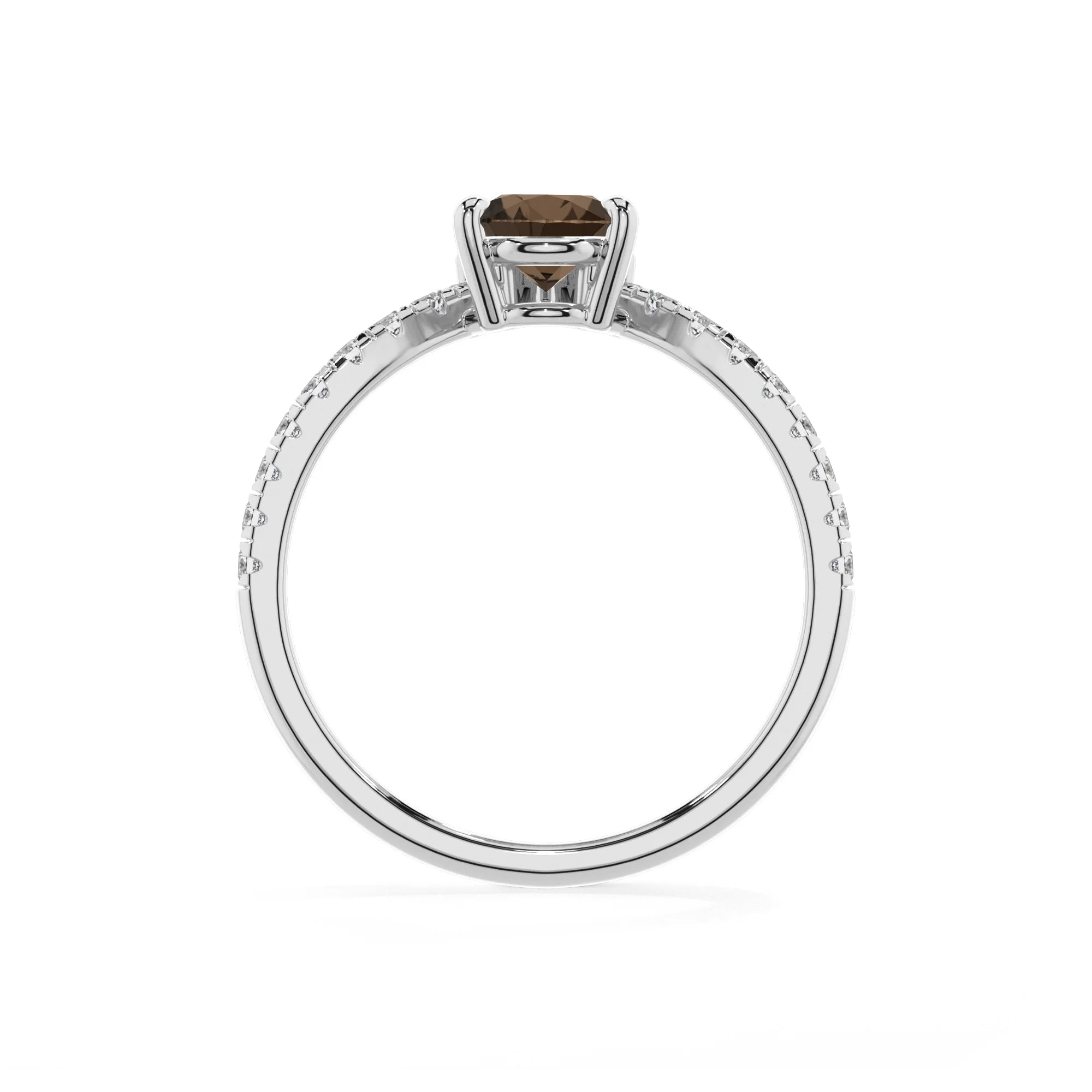 natural smoky-quartz pear solitaire rings in white gold 
