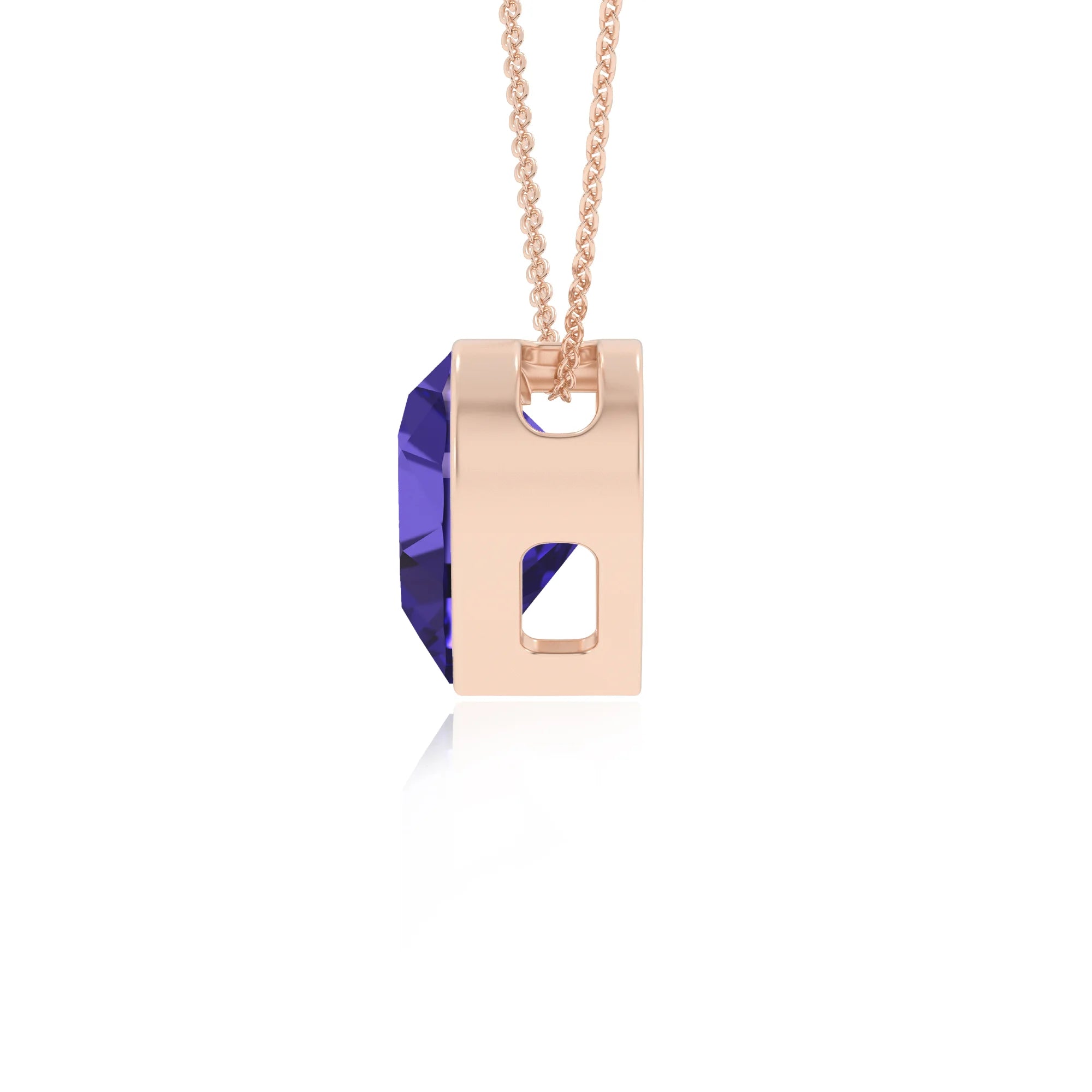 lab grown tanzanite heart solitaire necklaces in rose gold 