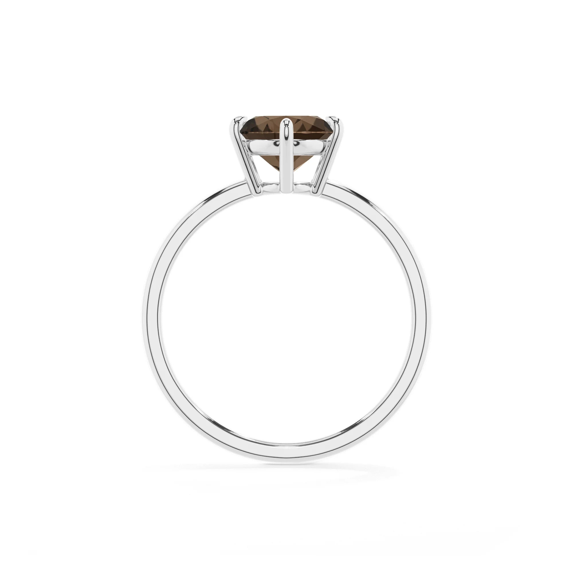 natural smoky-quartz oval solitaire rings in platinum 