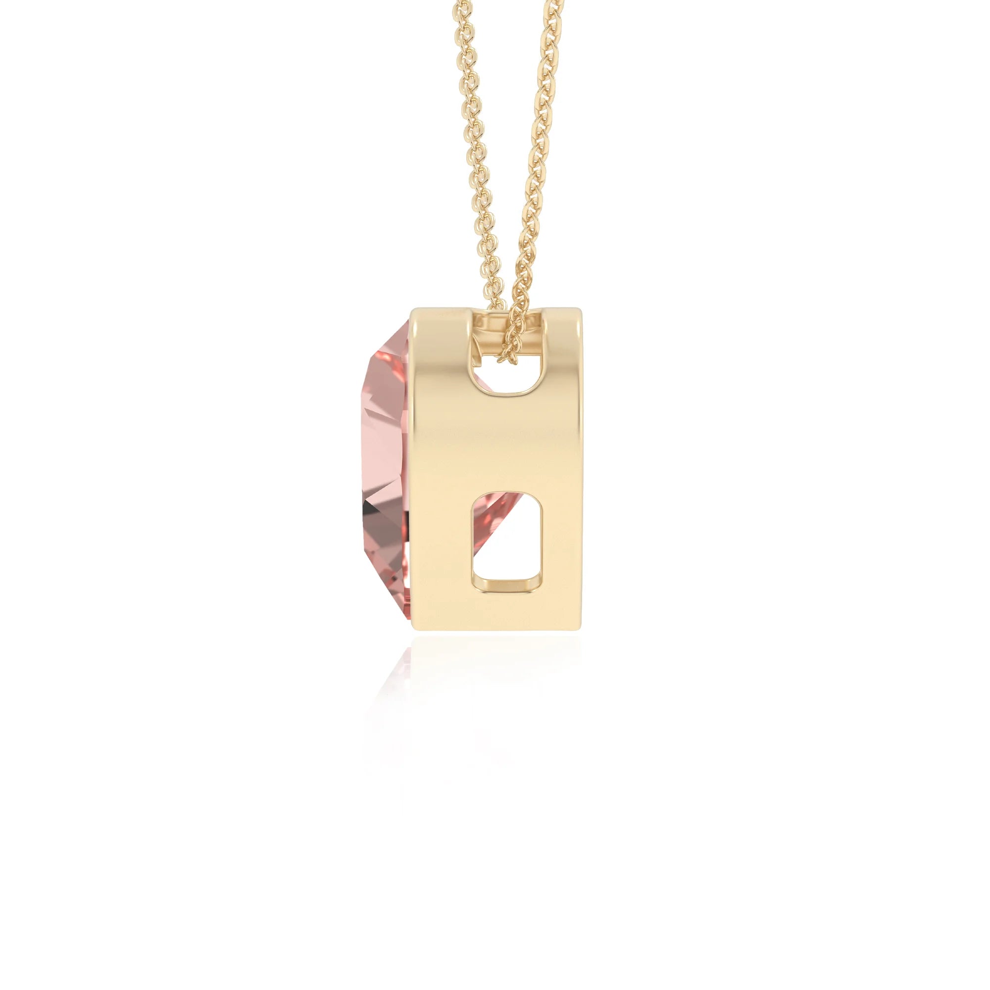 lab grown morganite heart solitaire necklaces in yellow gold 
