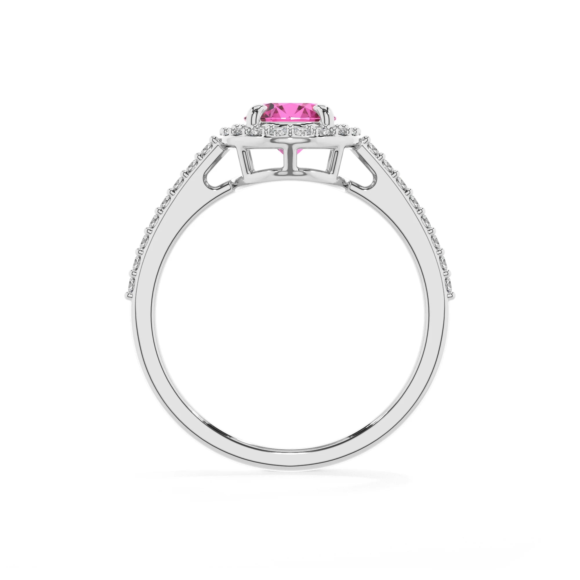 lab grown pink-sapphire oval solitaire rings in platinum 