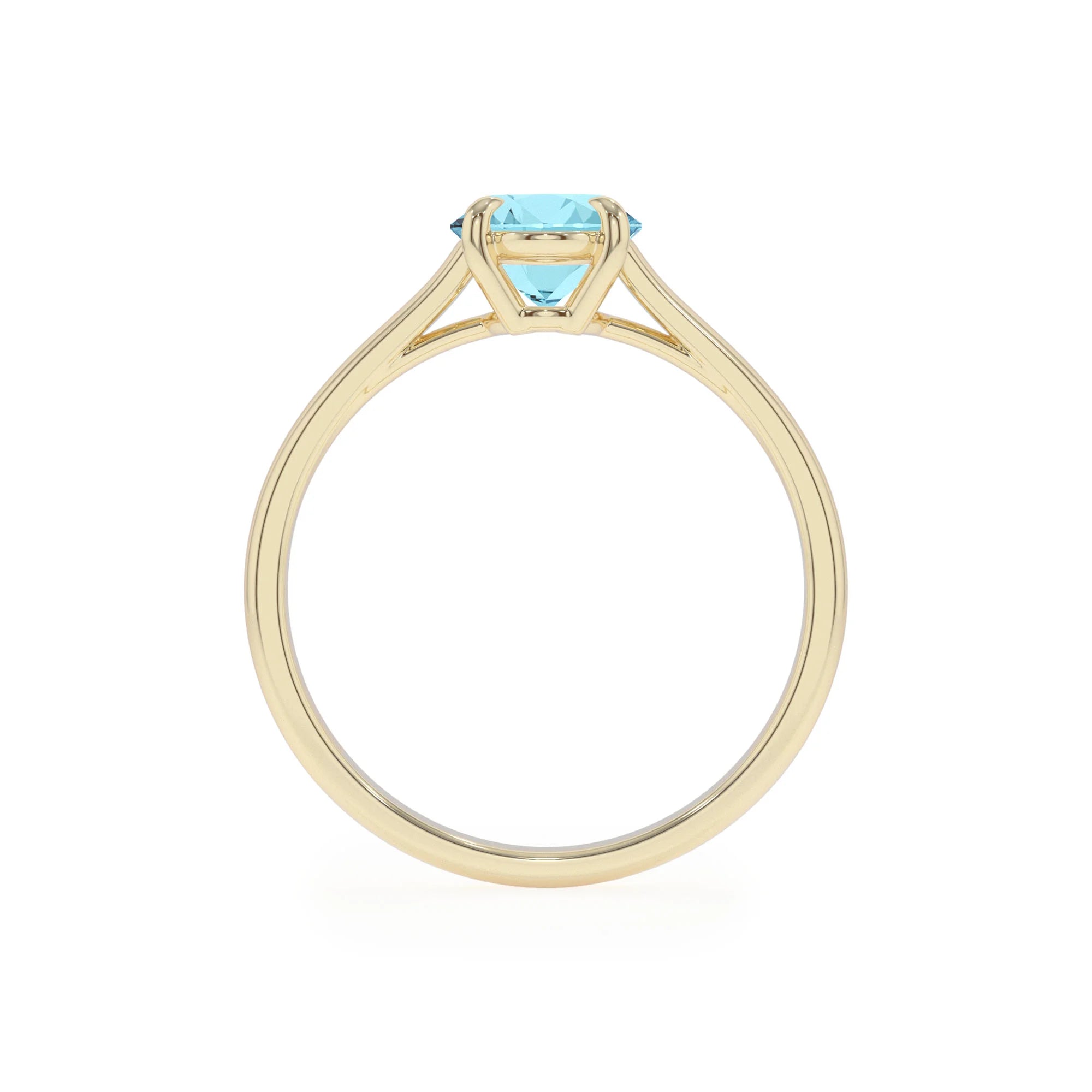 lab grown aquamarine oval solitaire rings in yellow gold 
