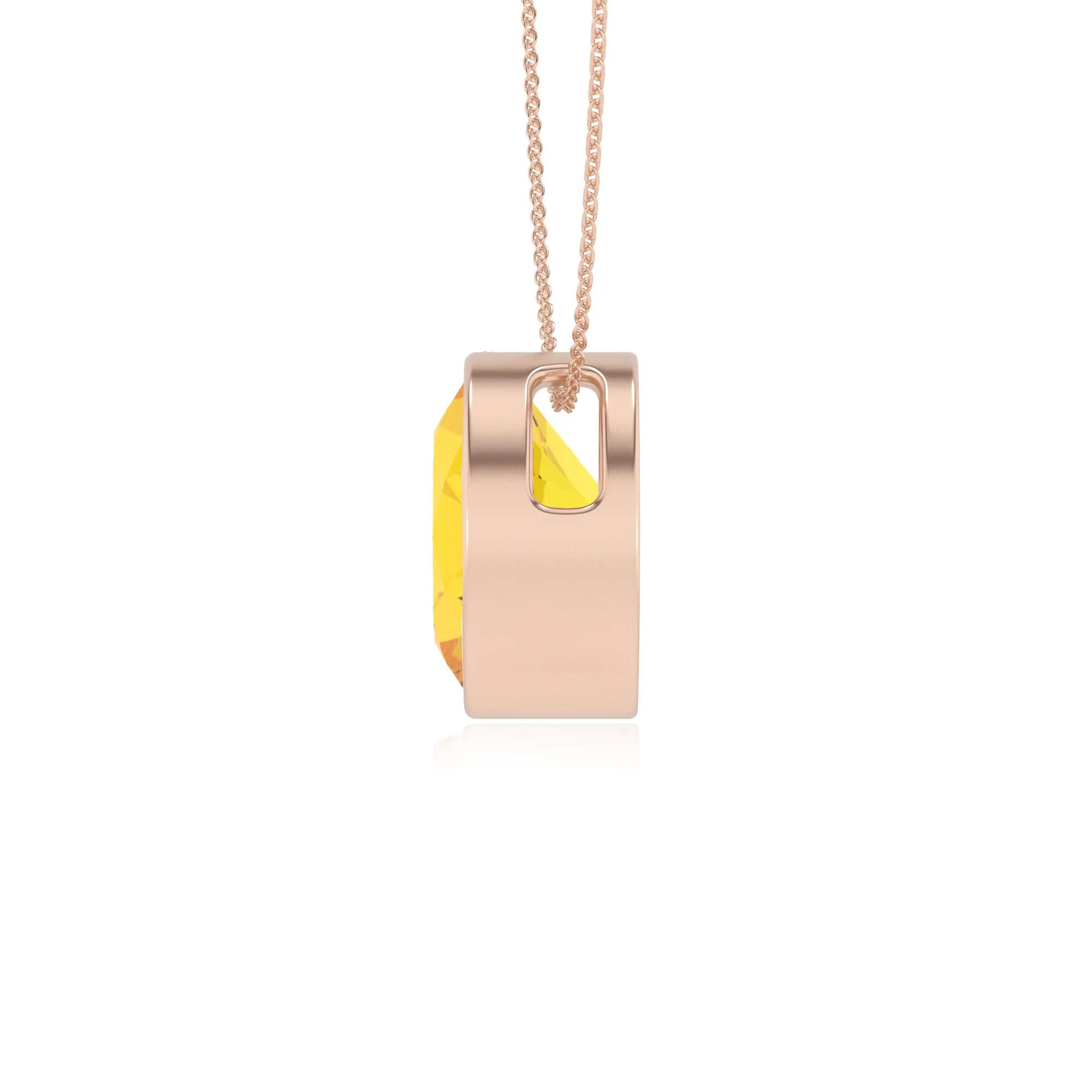 lab grown yellow-sapphire round solitaire necklaces in rose gold 