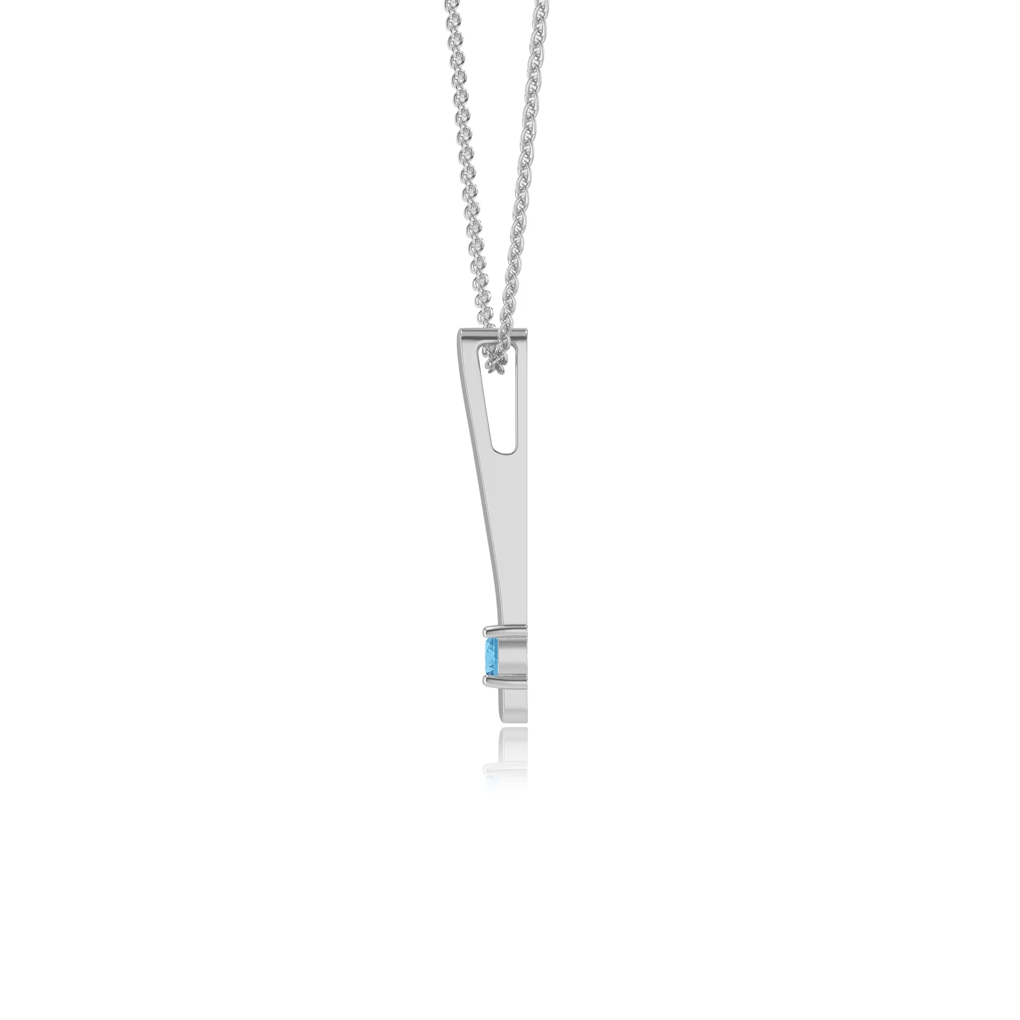 natural swiss-blue-topaz round bar necklaces in platinum 