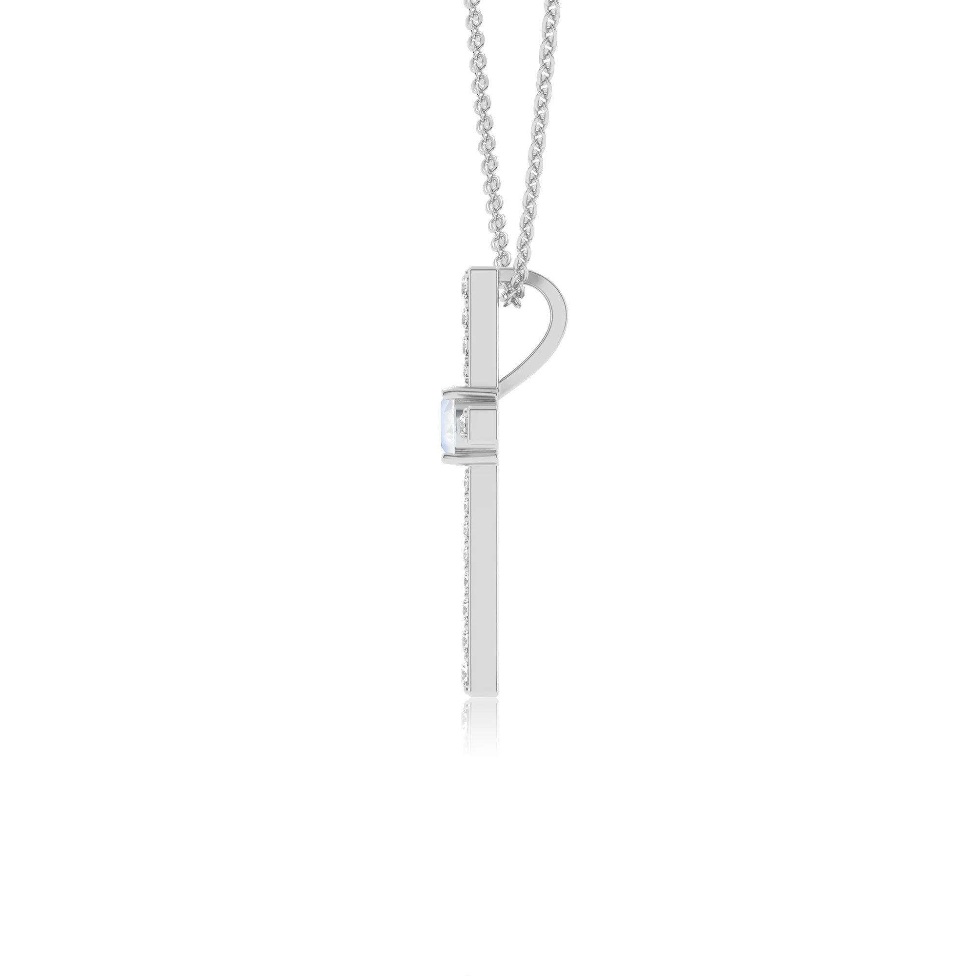 natural rainbow-moonstone round infinity necklaces in platinum 