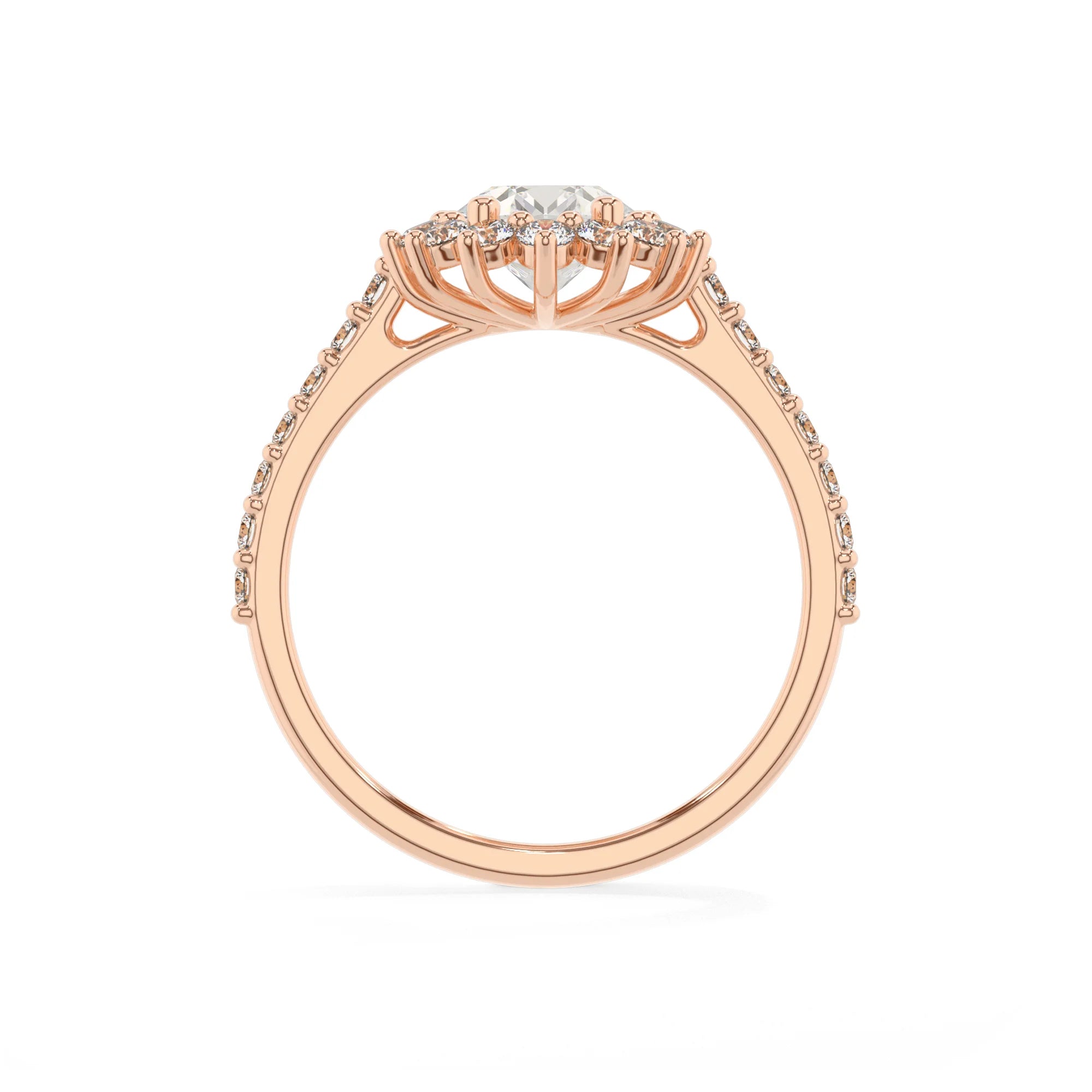 lab grown moissanite oval solitaire rings in rose gold 
