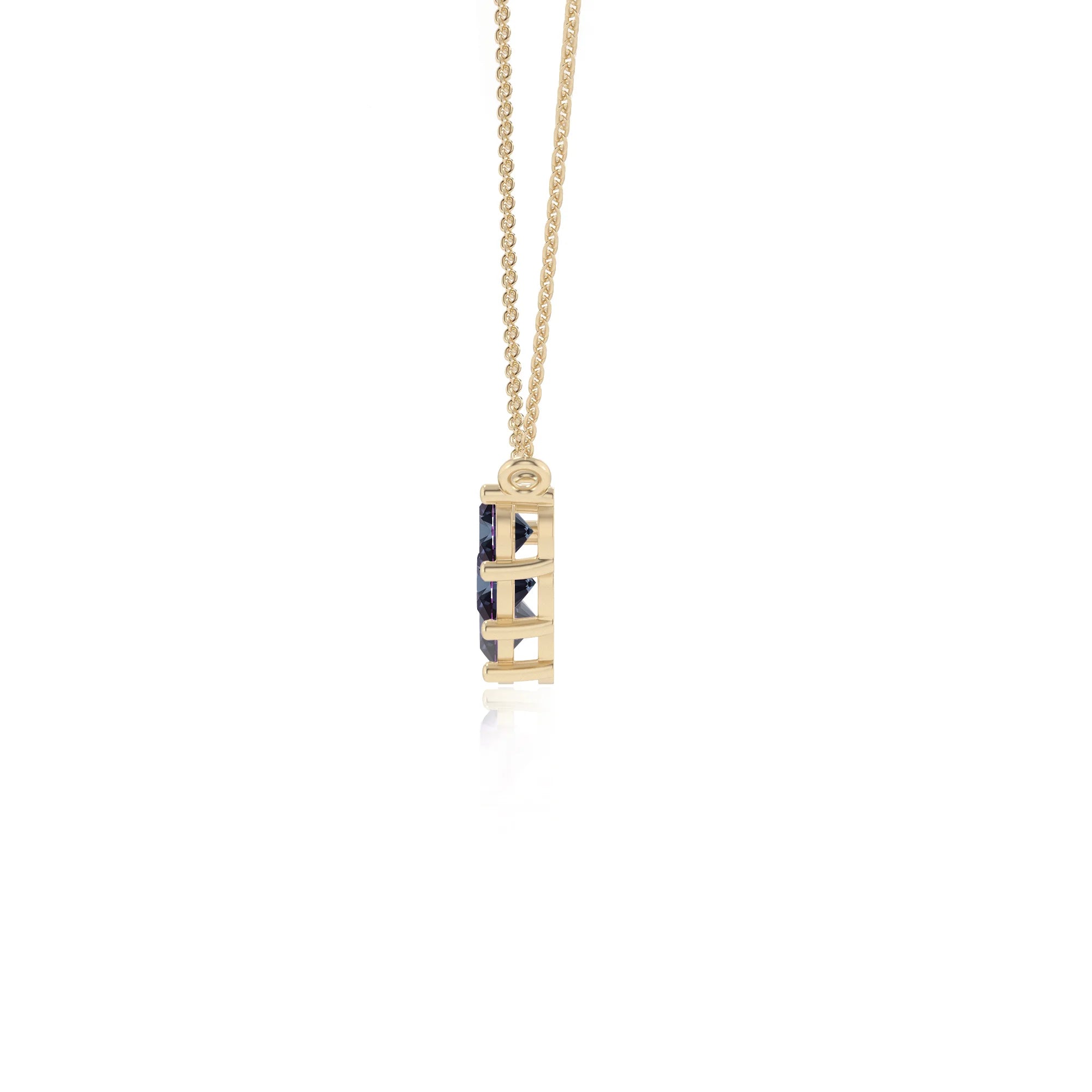 lab grown alexandrite round bar necklaces in yellow gold 