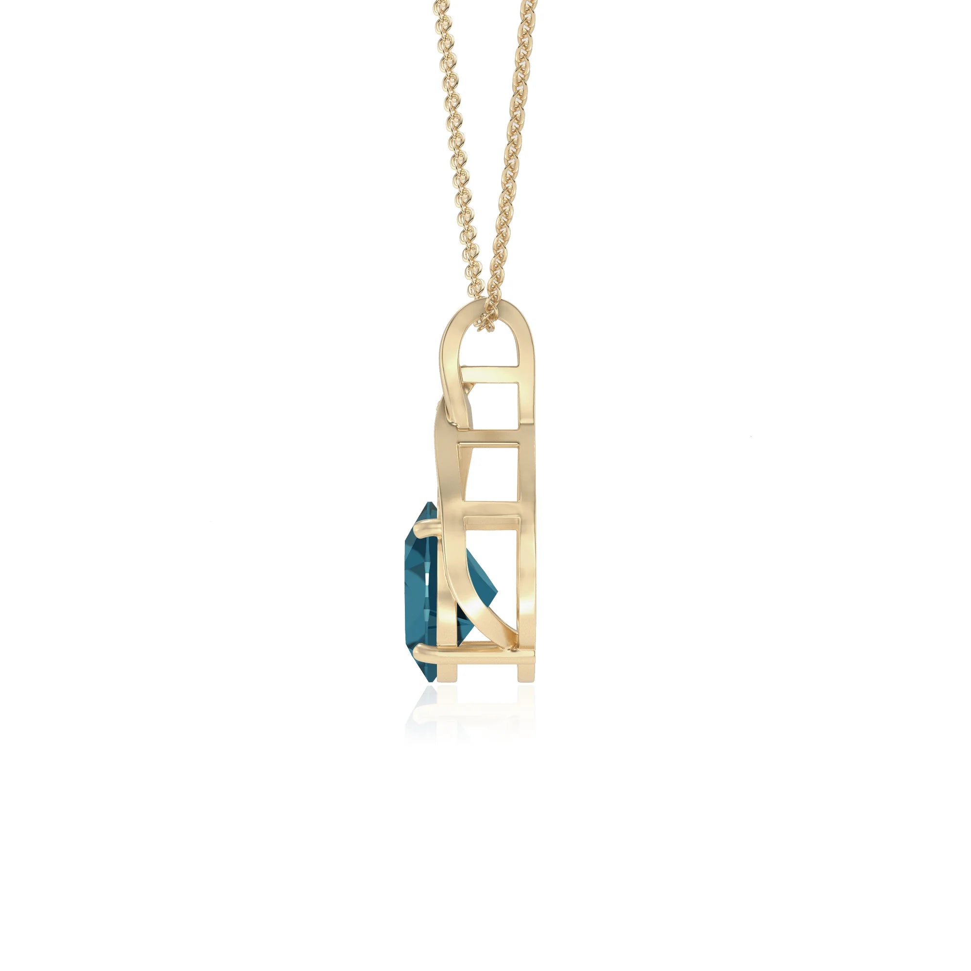 natural london-blue-topaz oval solitaire necklaces in yellow gold 