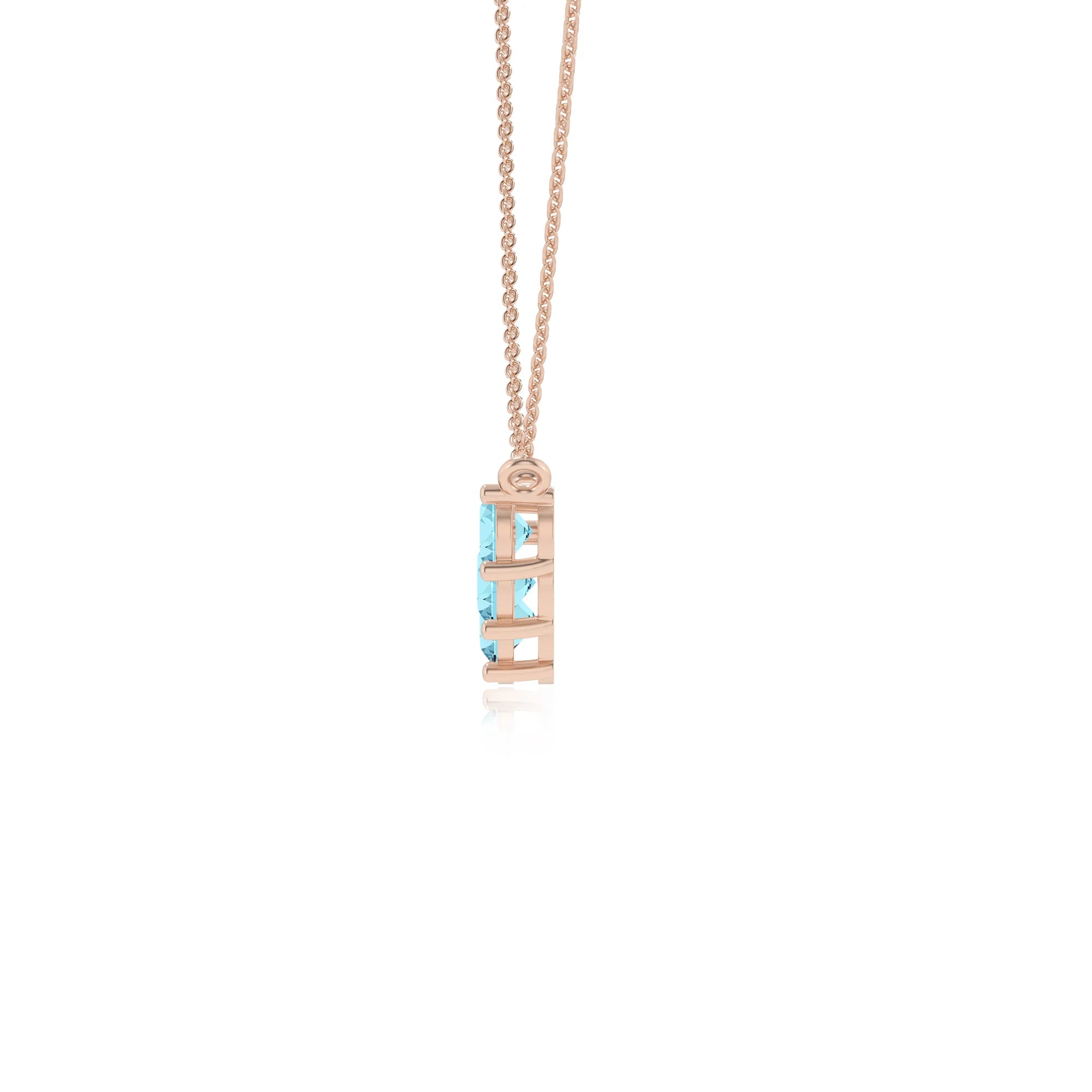 lab grown aquamarine round bar necklaces in rose gold 