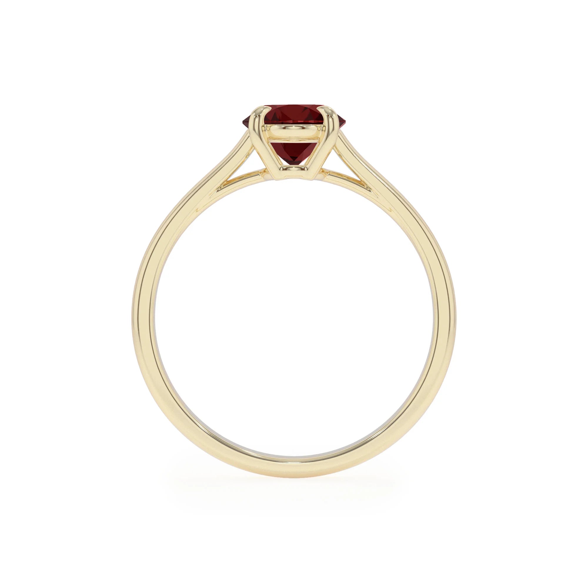 natural garnet oval solitaire rings in yellow gold 