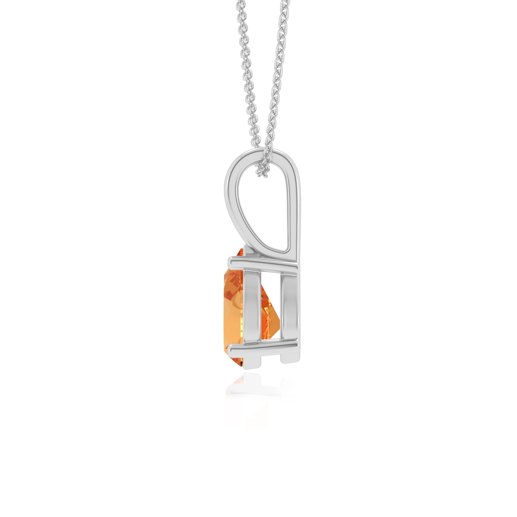 lab grown citrine pear solitaire necklaces in sterling silver 