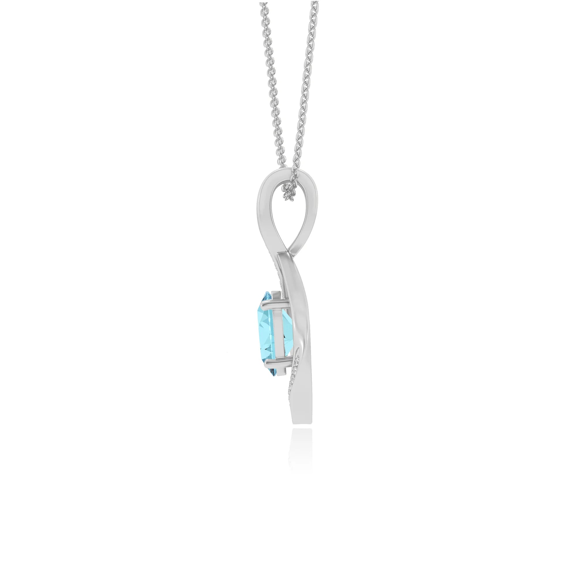 lab grown aquamarine oval solitaire necklaces in platinum 