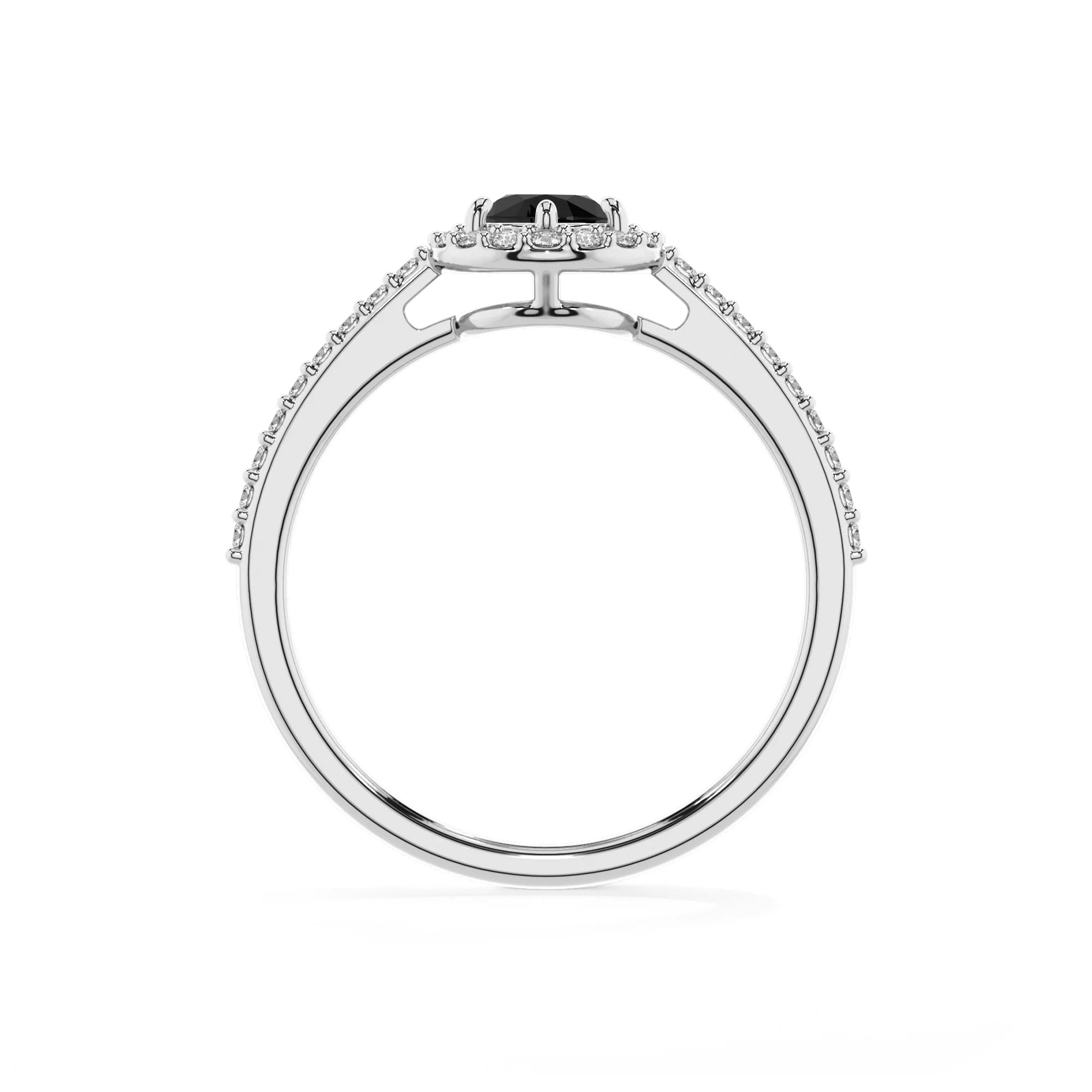 natural black-onyx pear solitaire rings in white gold 