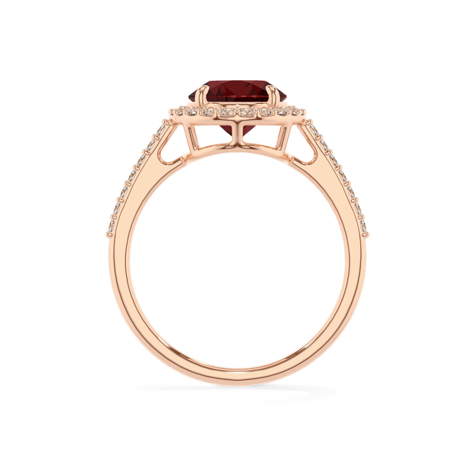 natural garnet round solitaire rings in rose gold 