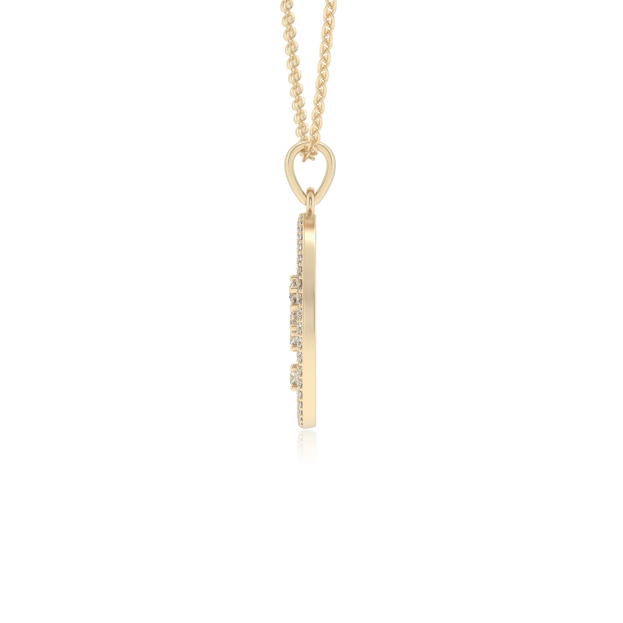 lab grown moissanite round necklaces in yellow gold 