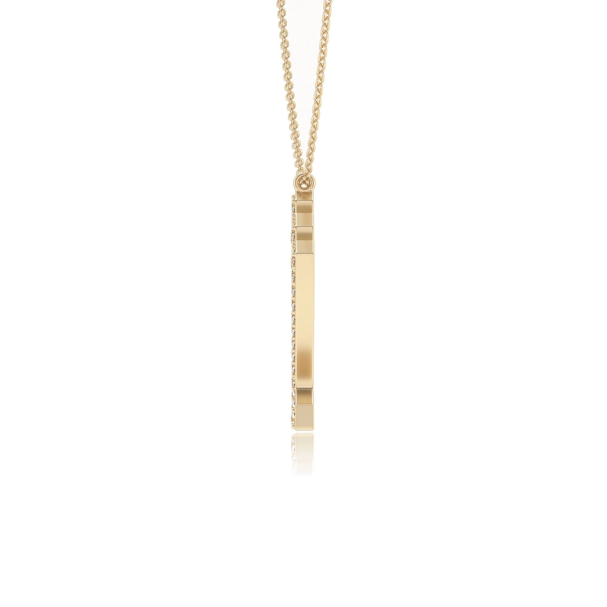 lab grown moissanite round necklaces in yellow gold 