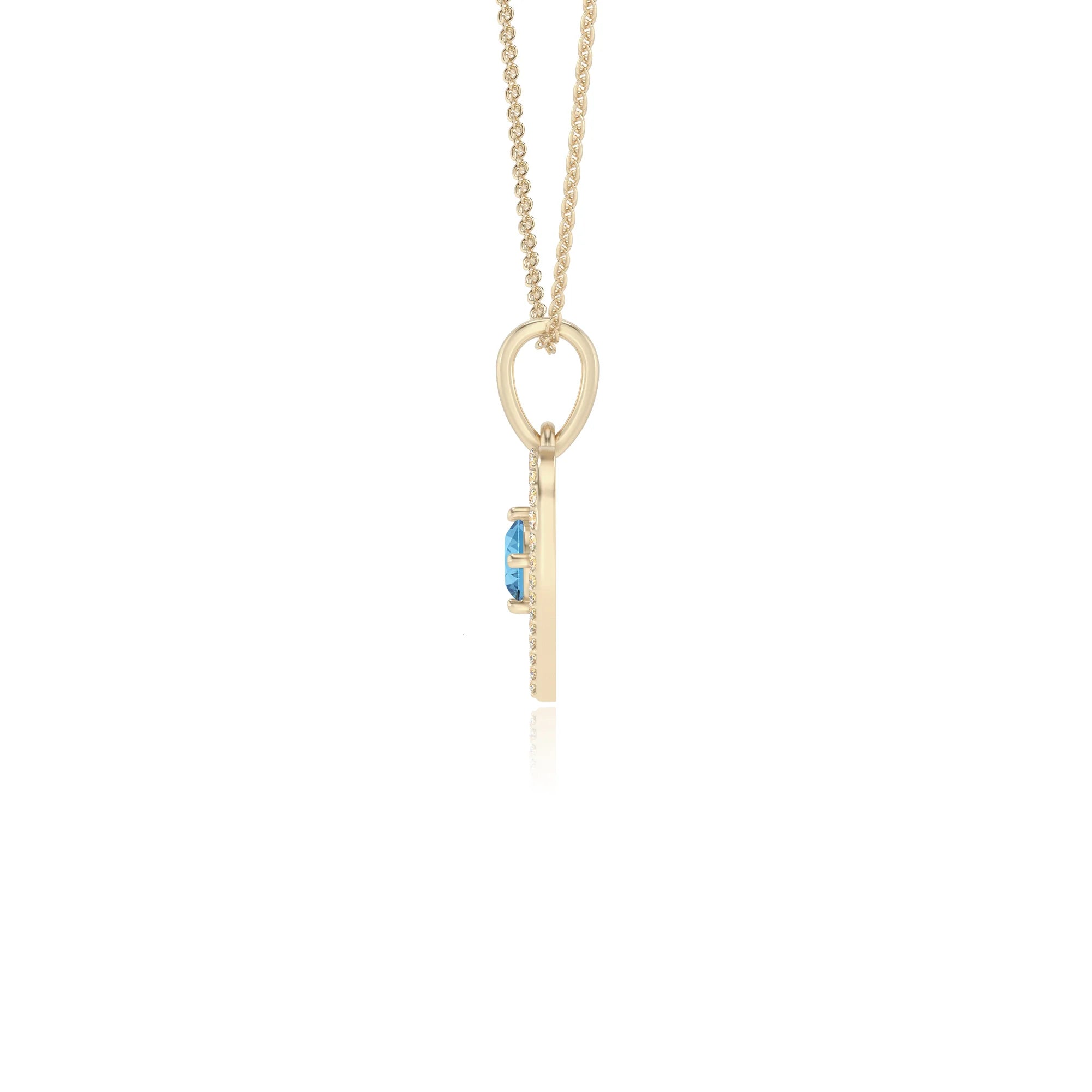 natural swiss-blue-topaz round infinity necklaces in yellow gold 