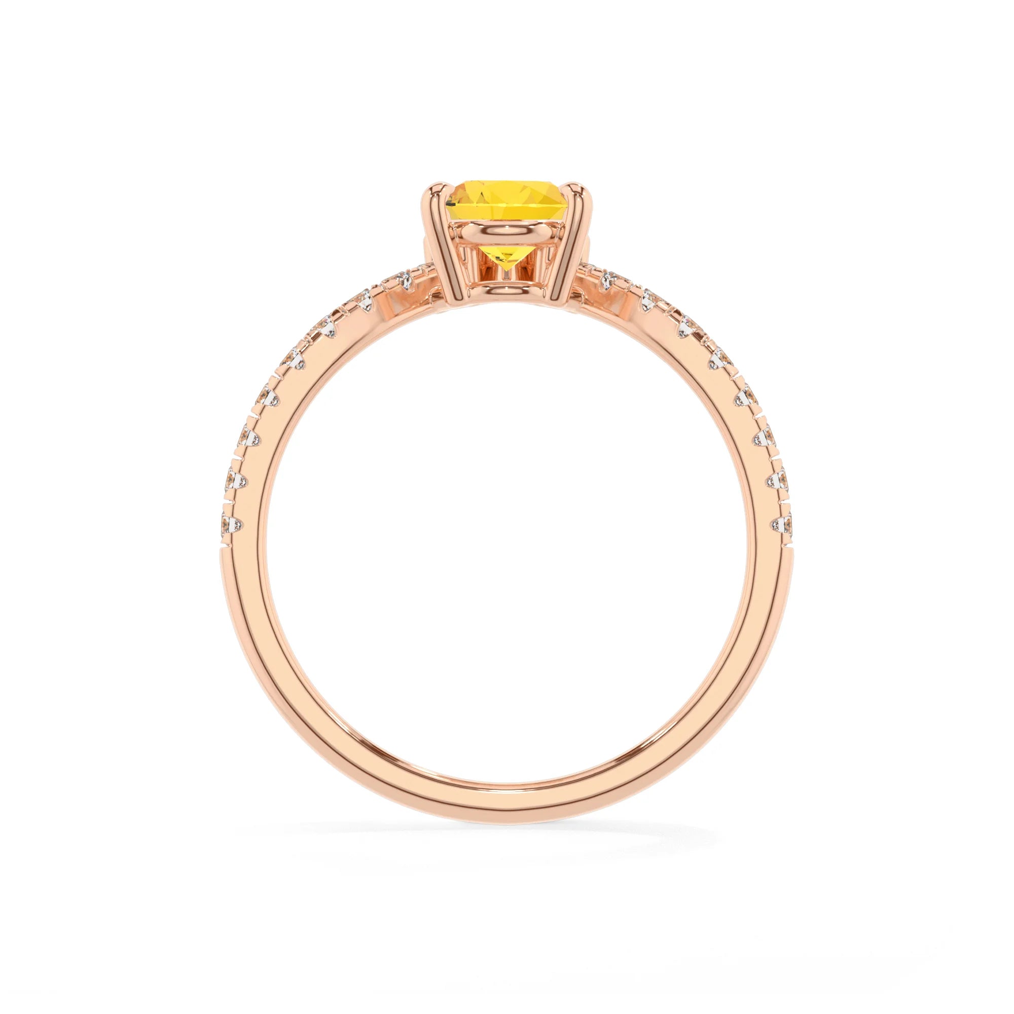 lab grown yellow-sapphire pear solitaire rings in rose gold 