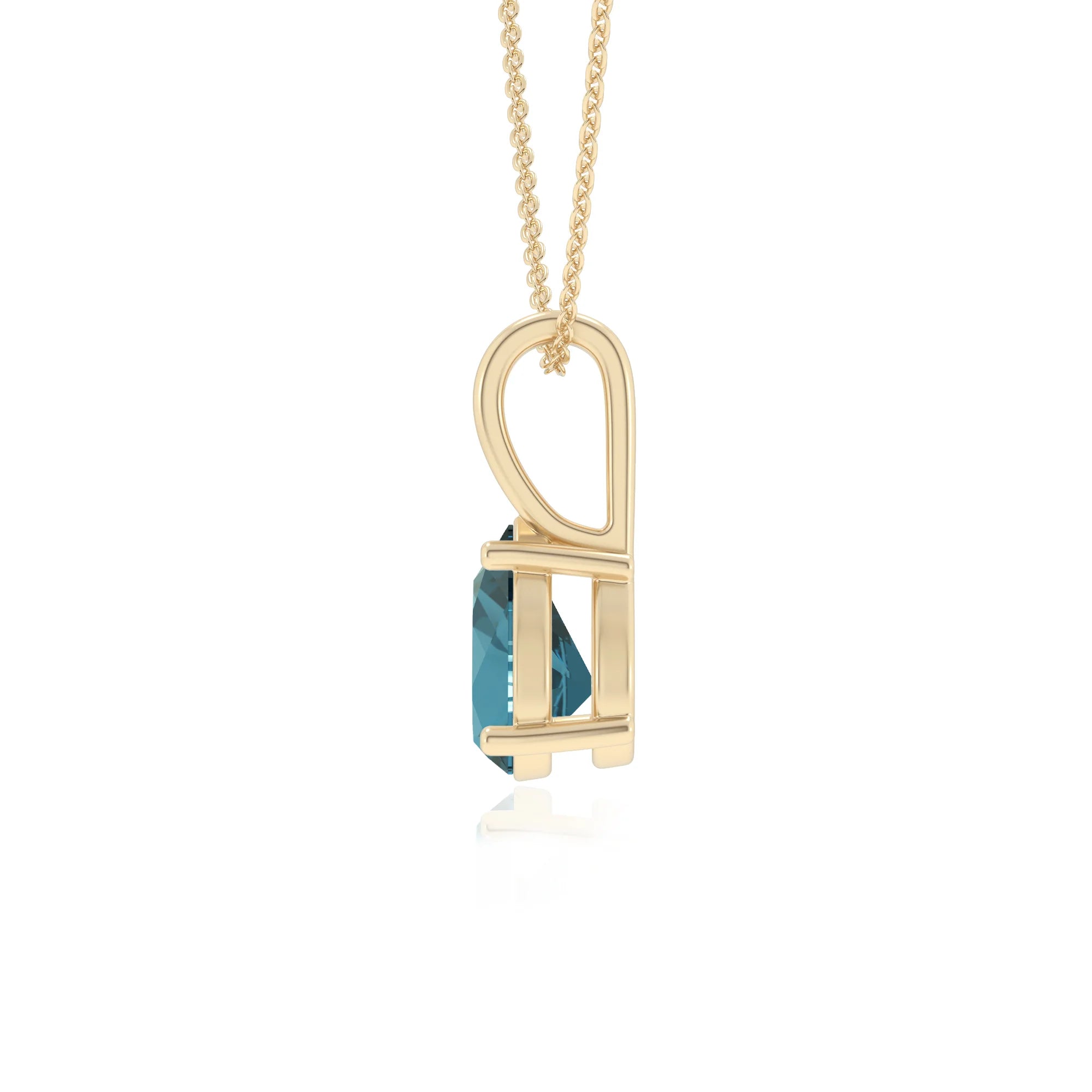natural london-blue-topaz pear solitaire necklaces in yellow gold 