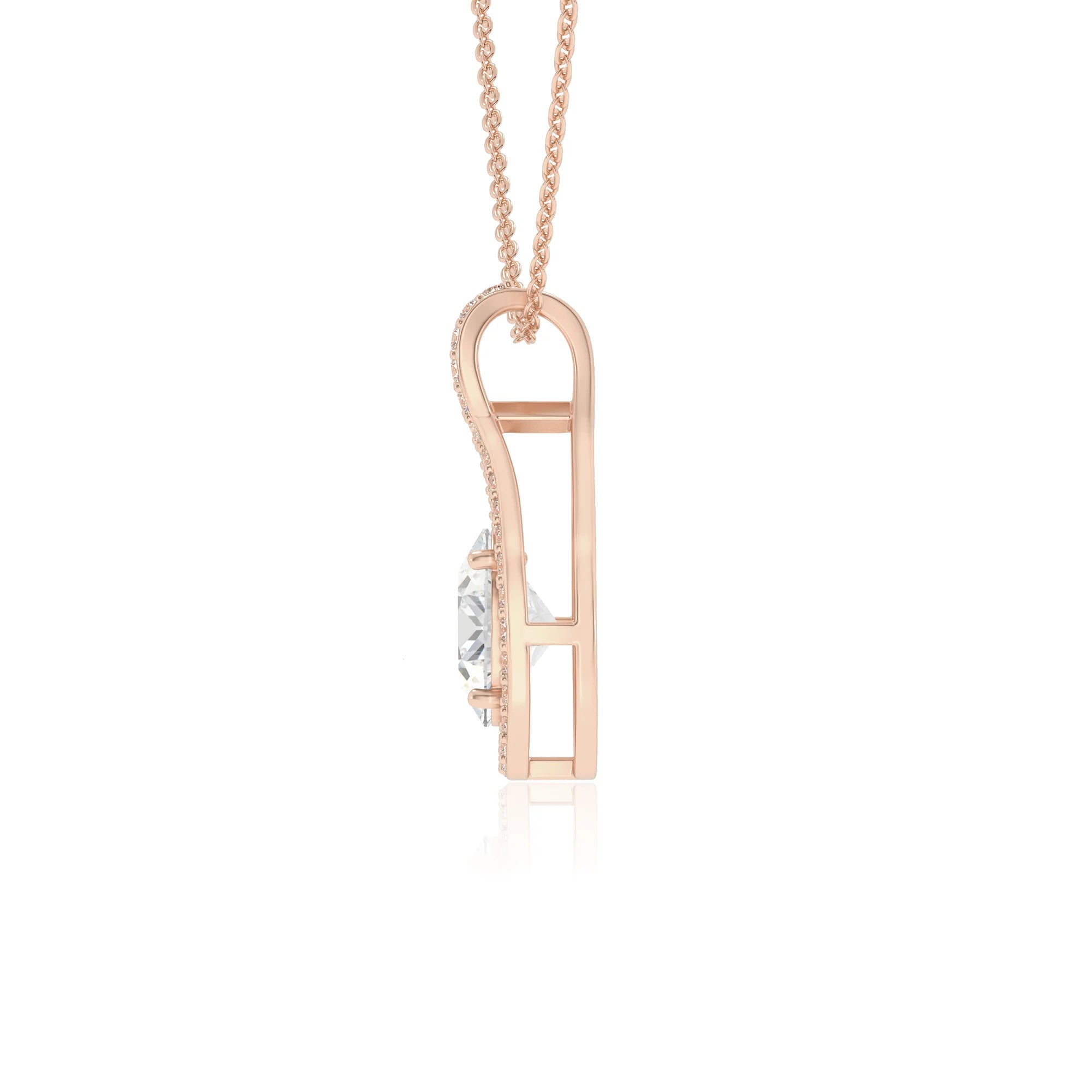 lab grown moissanite oval solitaire necklaces in rose gold 