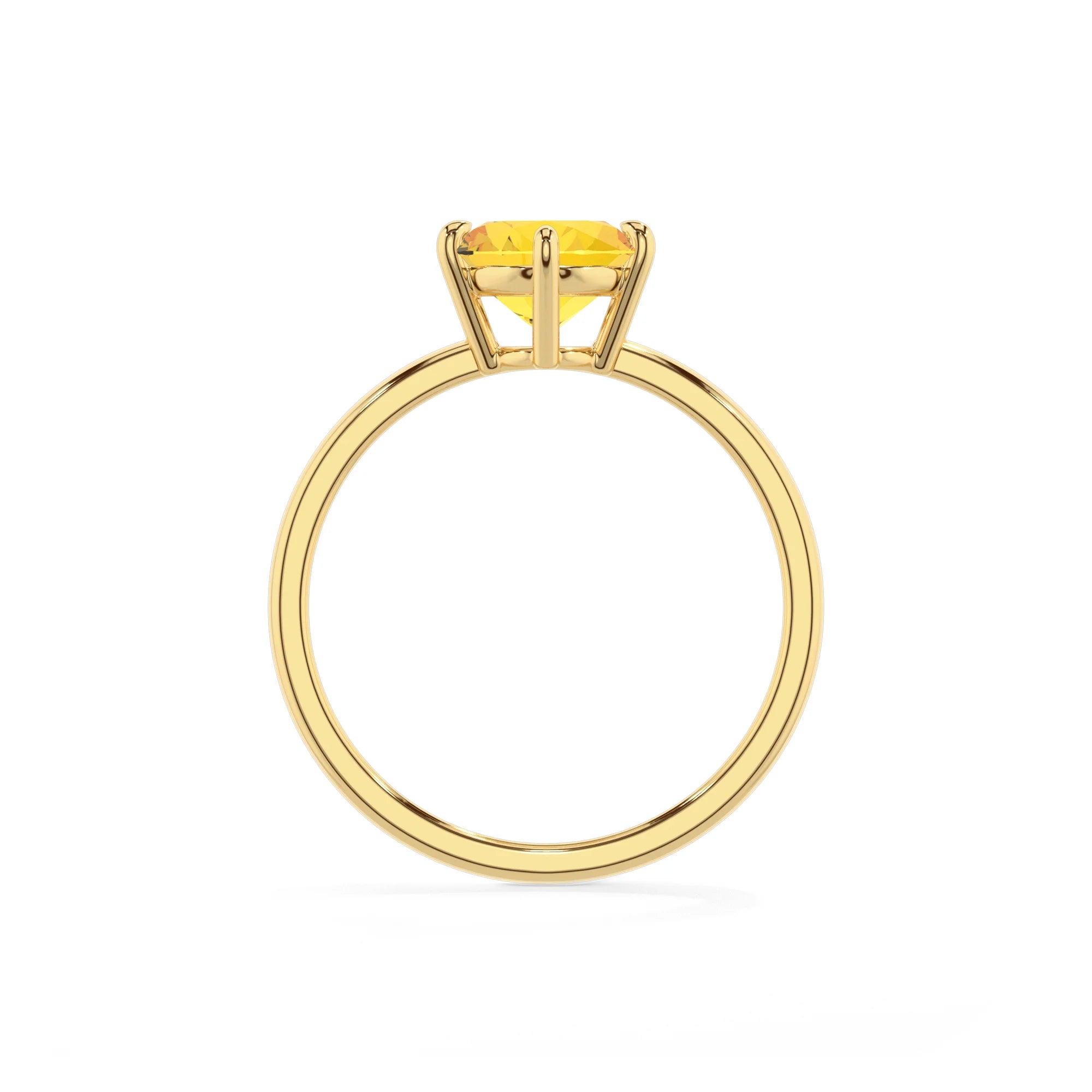 lab grown yellow-sapphire oval solitaire rings in yellow gold 