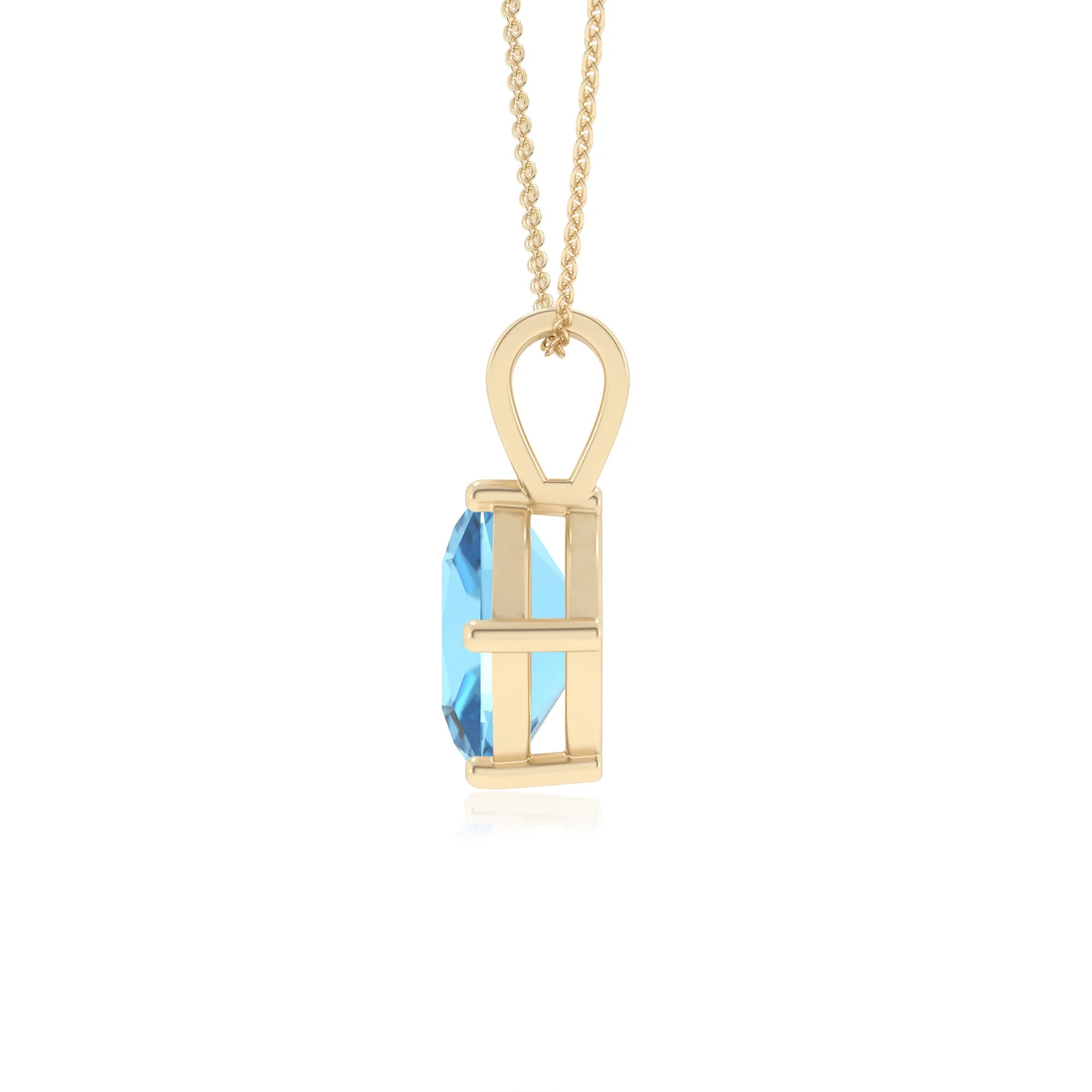 natural swiss-blue-topaz cushion solitaire v-bale necklaces in yellow gold 