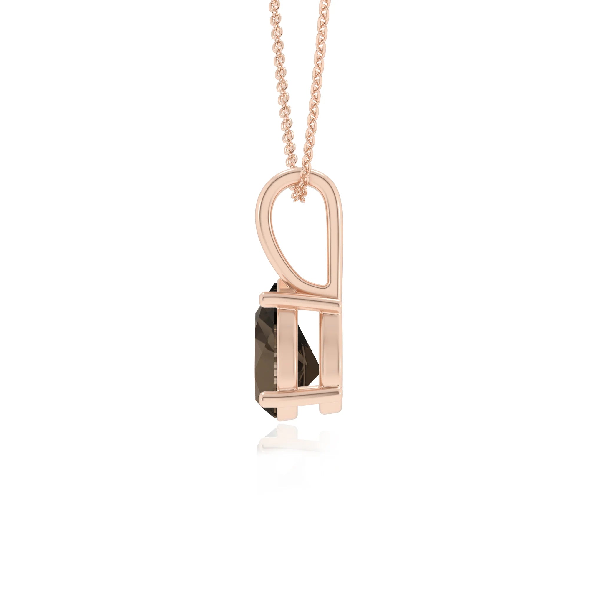 natural smoky-quartz pear solitaire necklaces in rose gold 