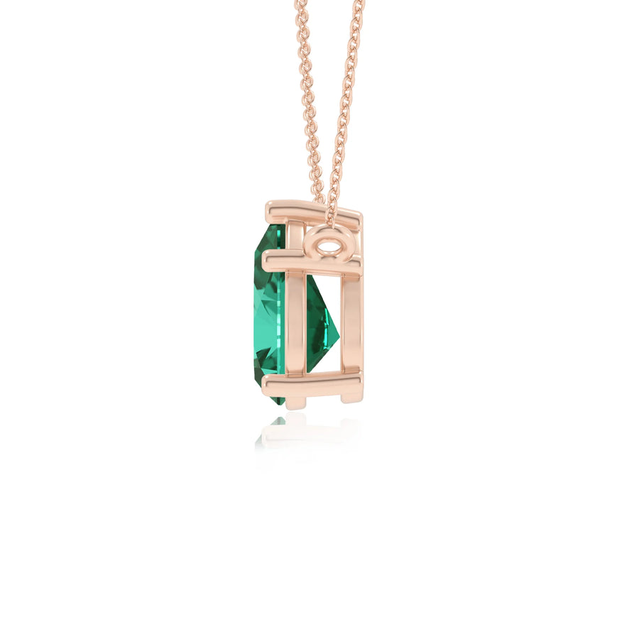 lab grown emerald pear solitaire necklaces in rose gold 