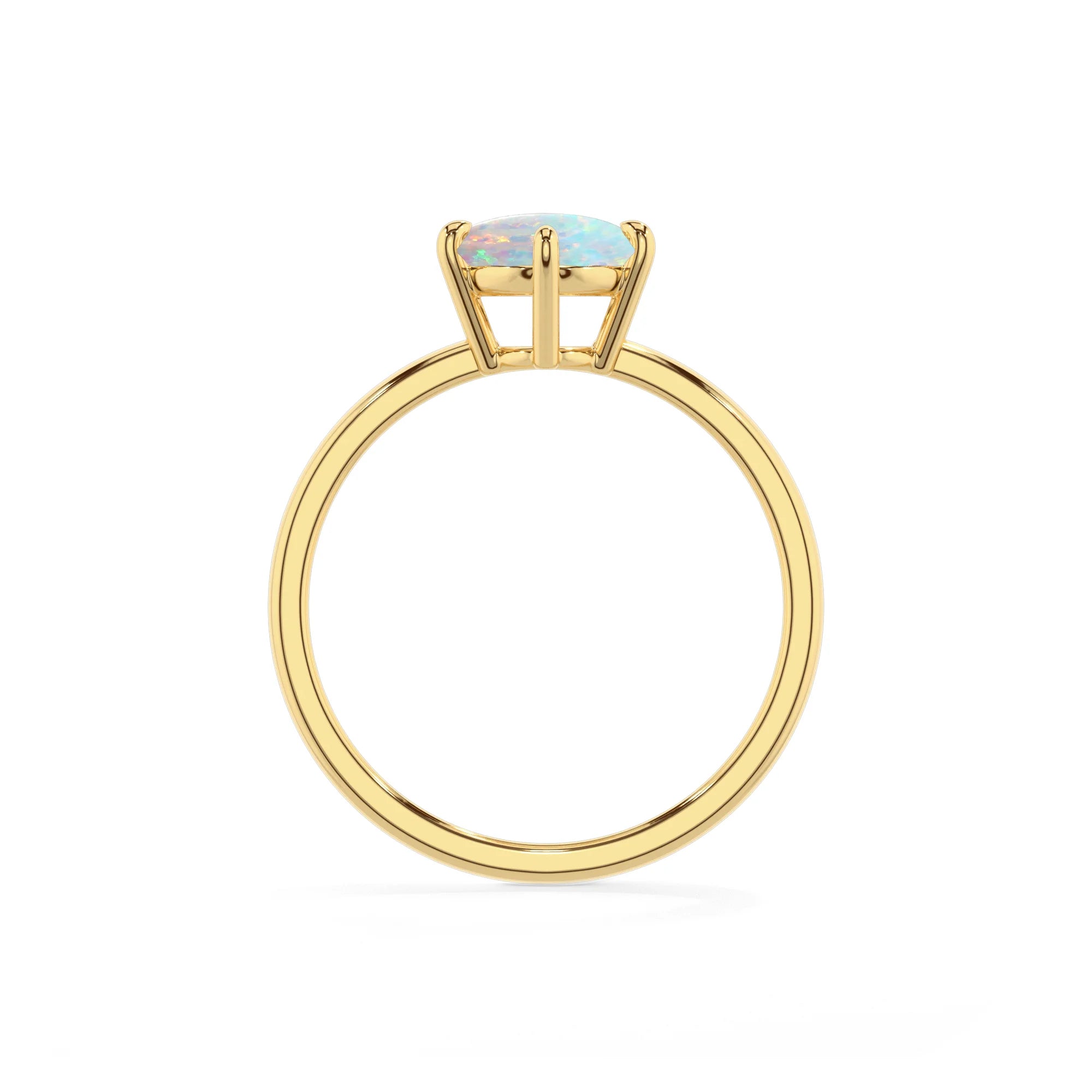 lab grown opal oval solitaire rings in yellow gold 