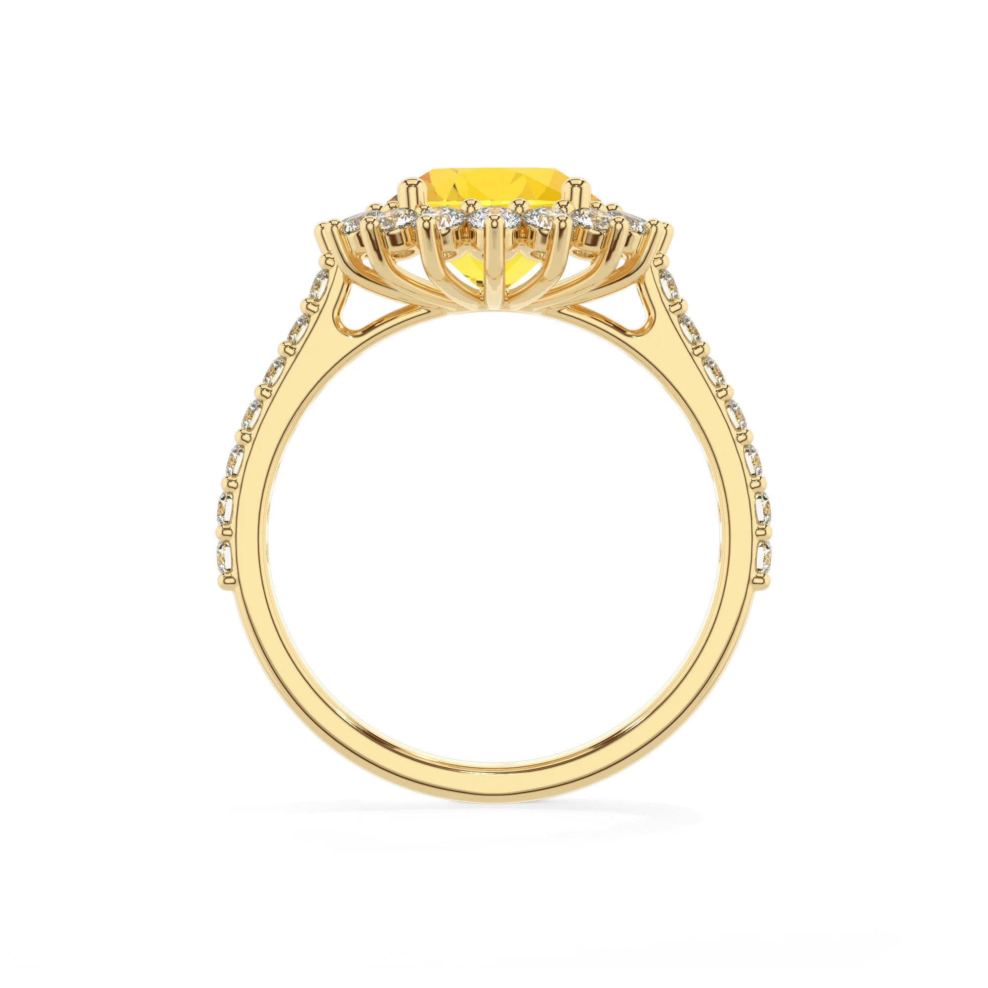 lab grown yellow-sapphire round solitaire rings in yellow gold 