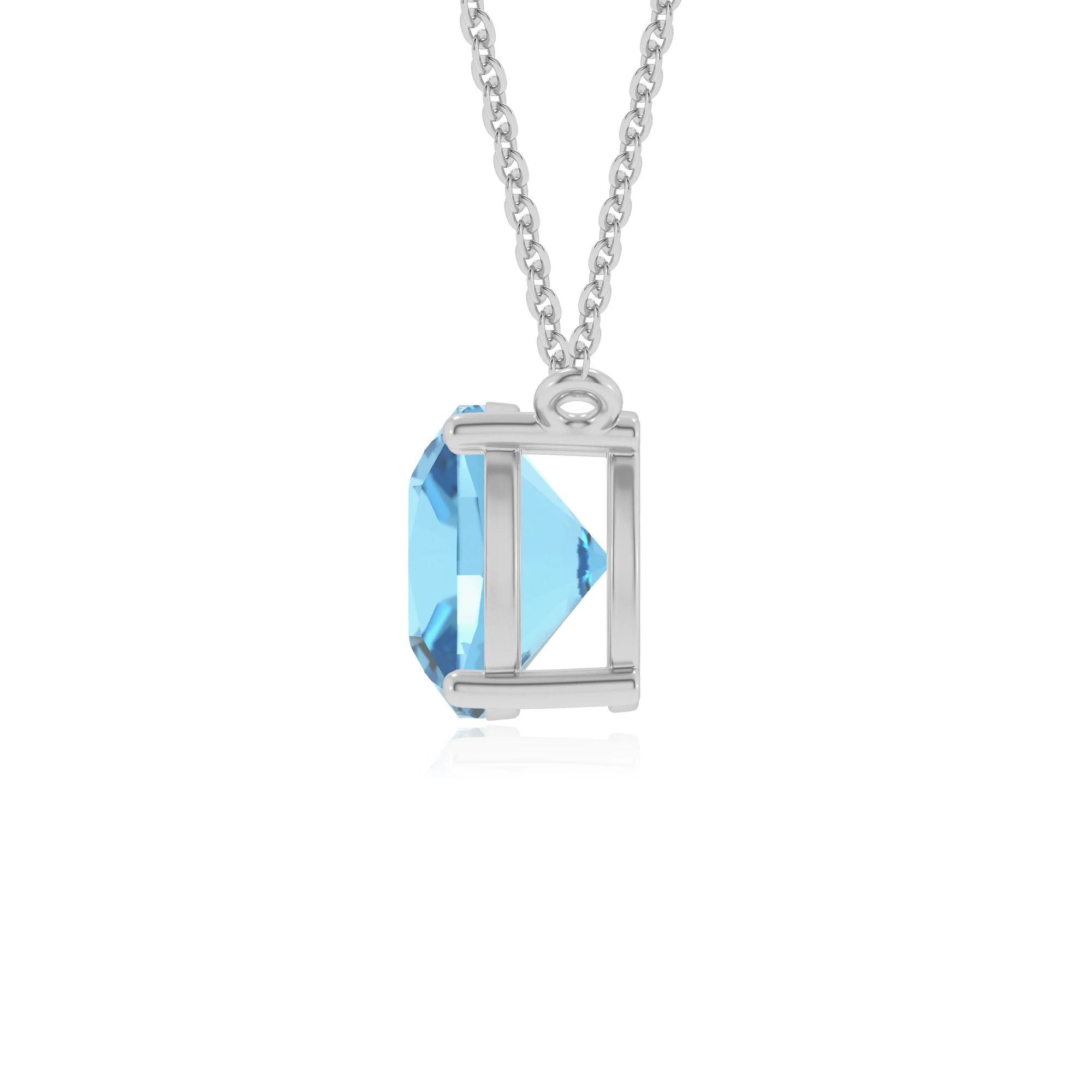 natural swiss-blue-topaz cushion solitaire necklaces in platinum 