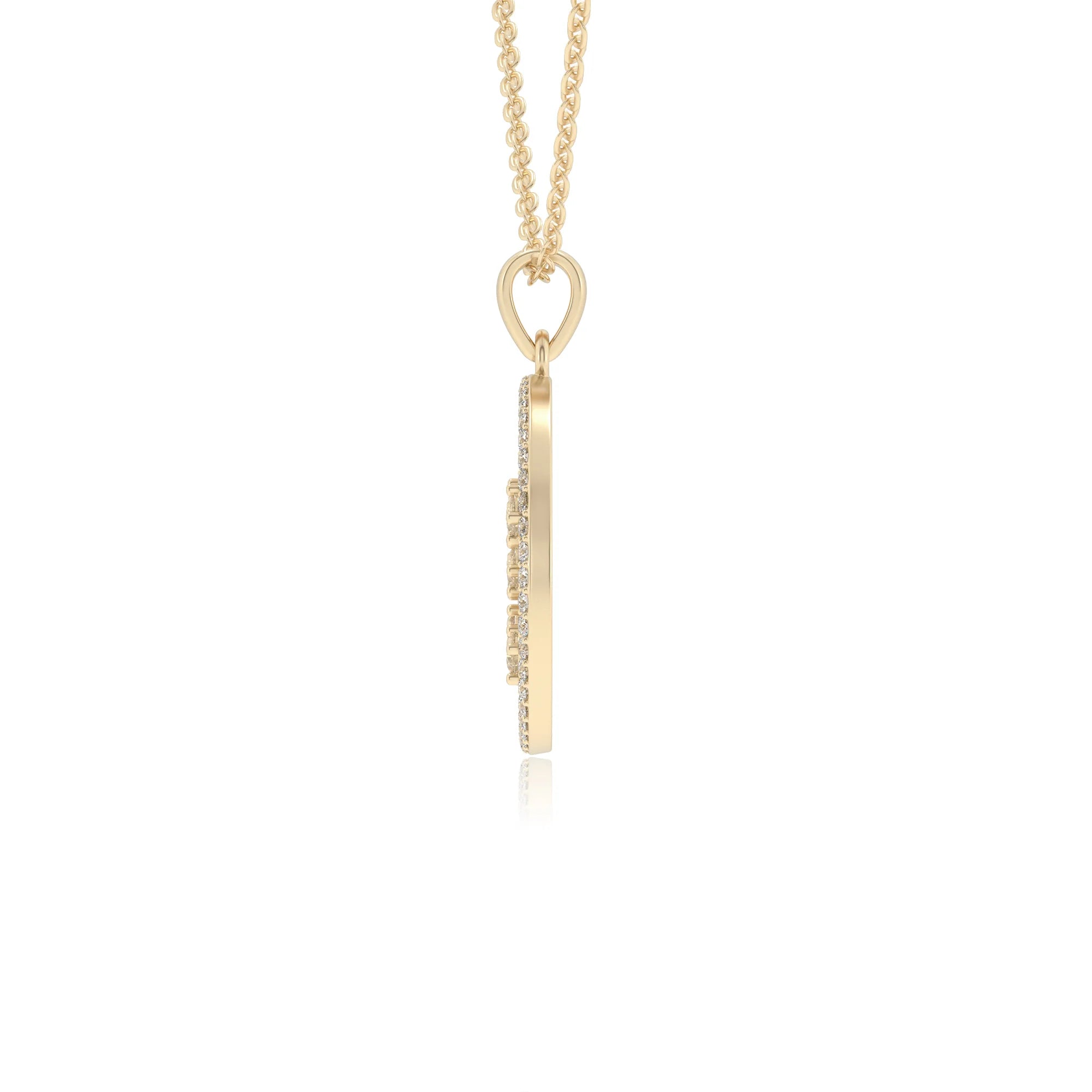 lab grown moissanite round necklaces in yellow gold 
