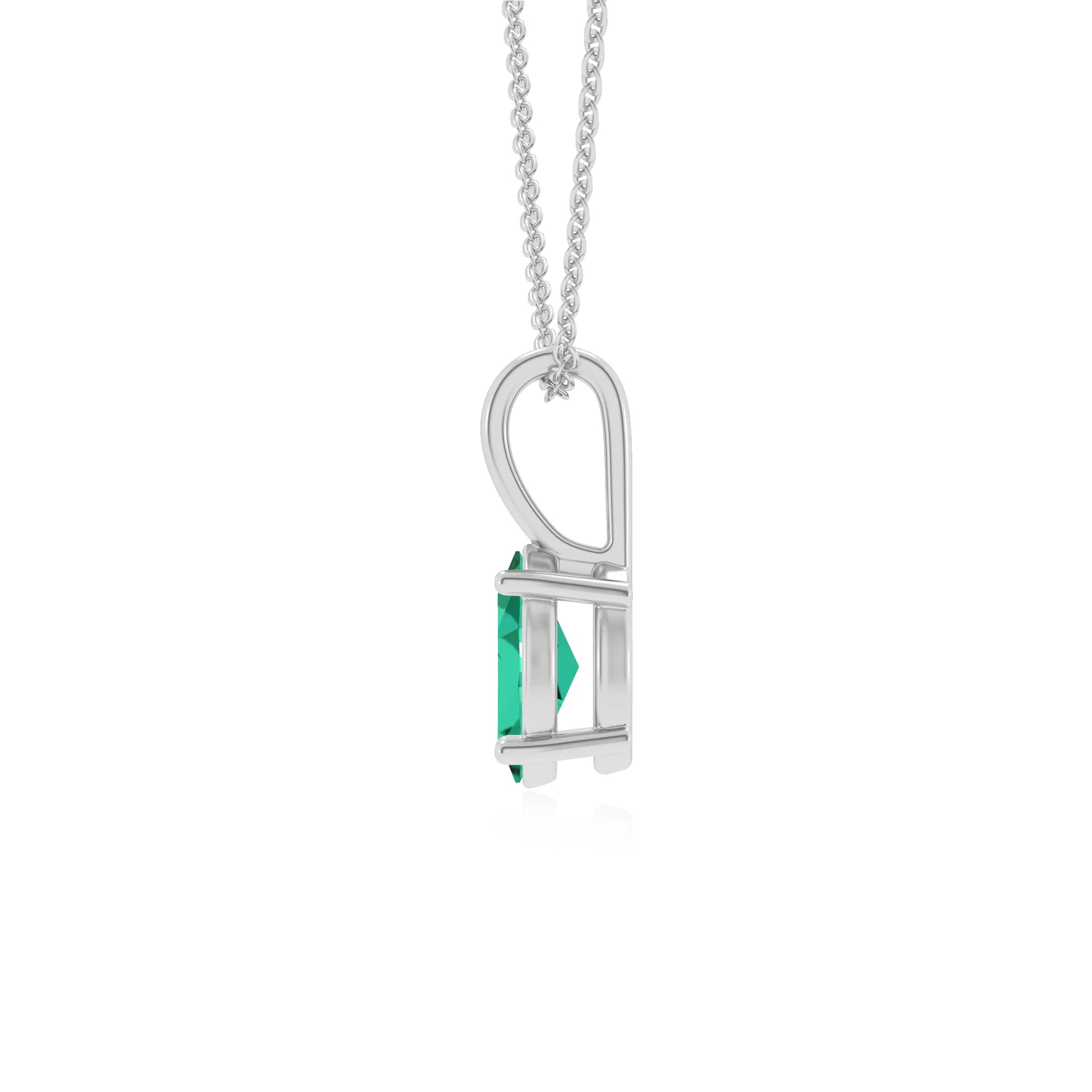 lab grown emerald oval solitaire necklaces in platinum 