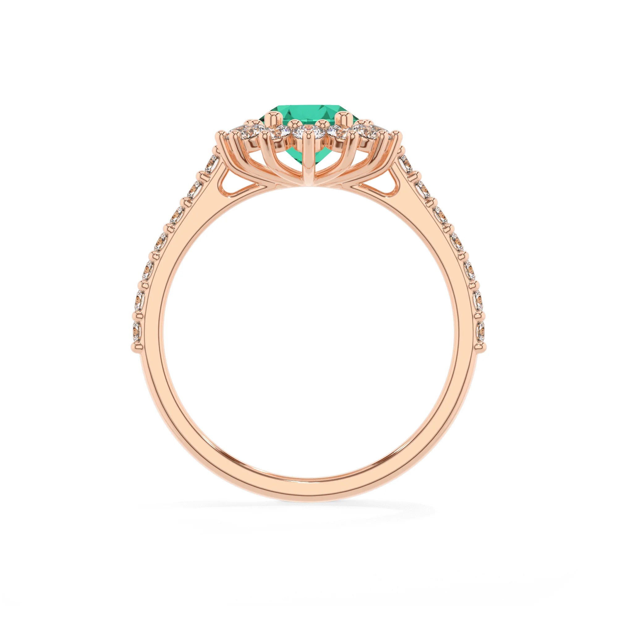 lab grown emerald oval solitaire rings in rose gold 