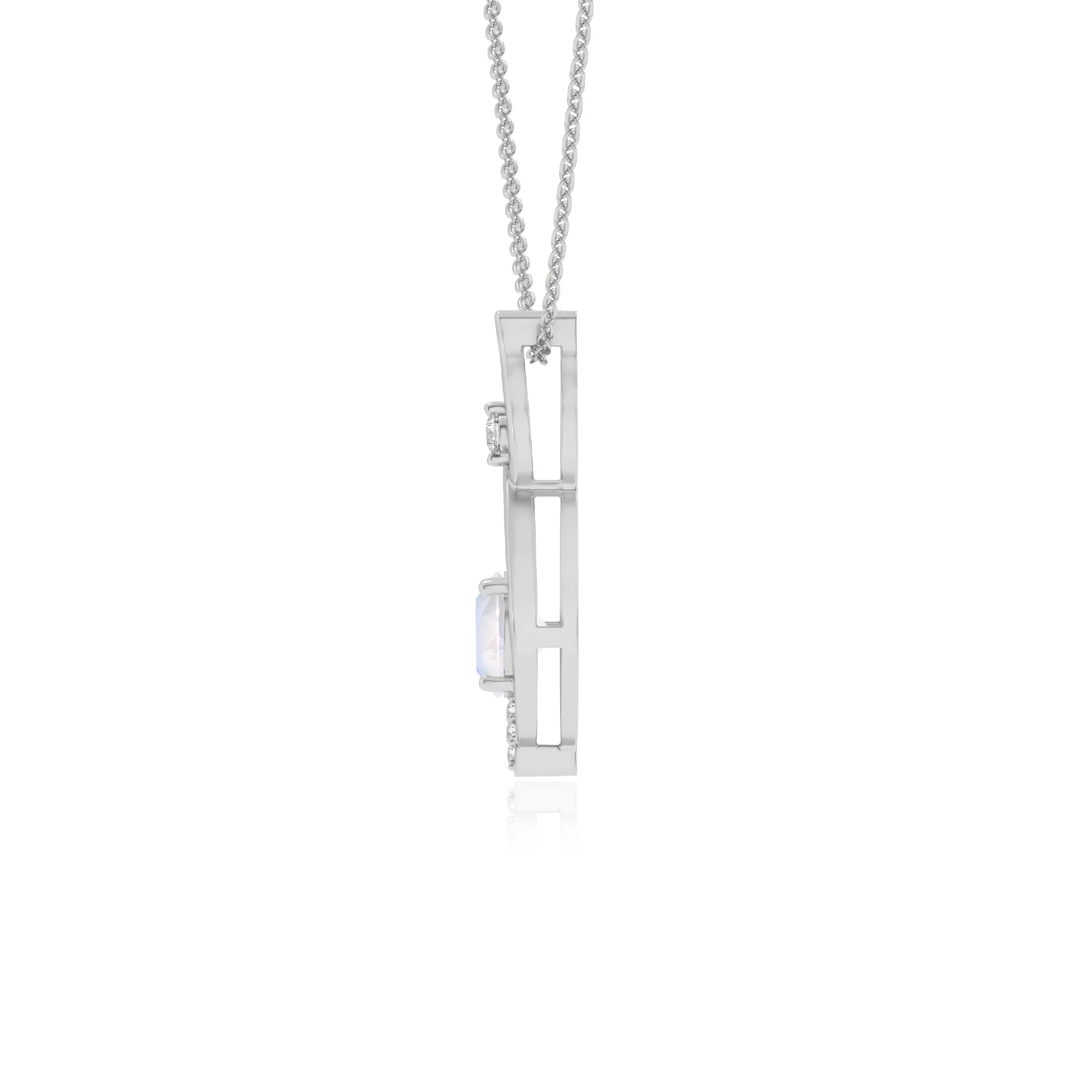 natural rainbow-moonstone round solitaire necklaces in sterling silver 