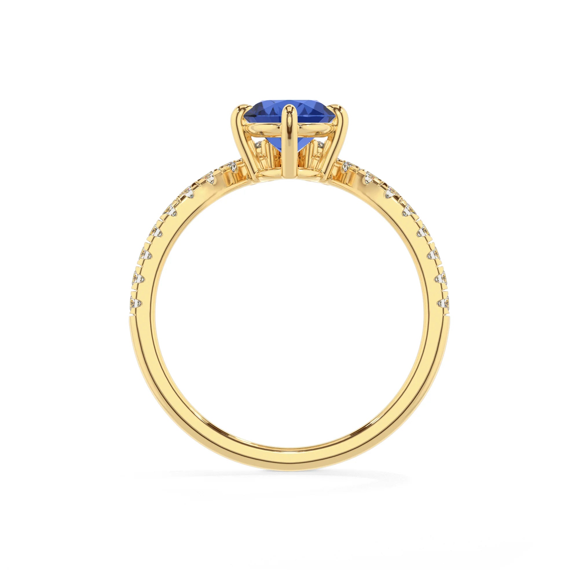 lab grown blue-sapphire oval solitaire rings in yellow gold 