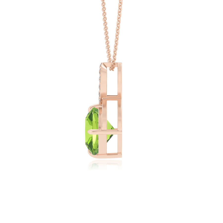 natural peridot cushion infinity necklaces in rose gold 