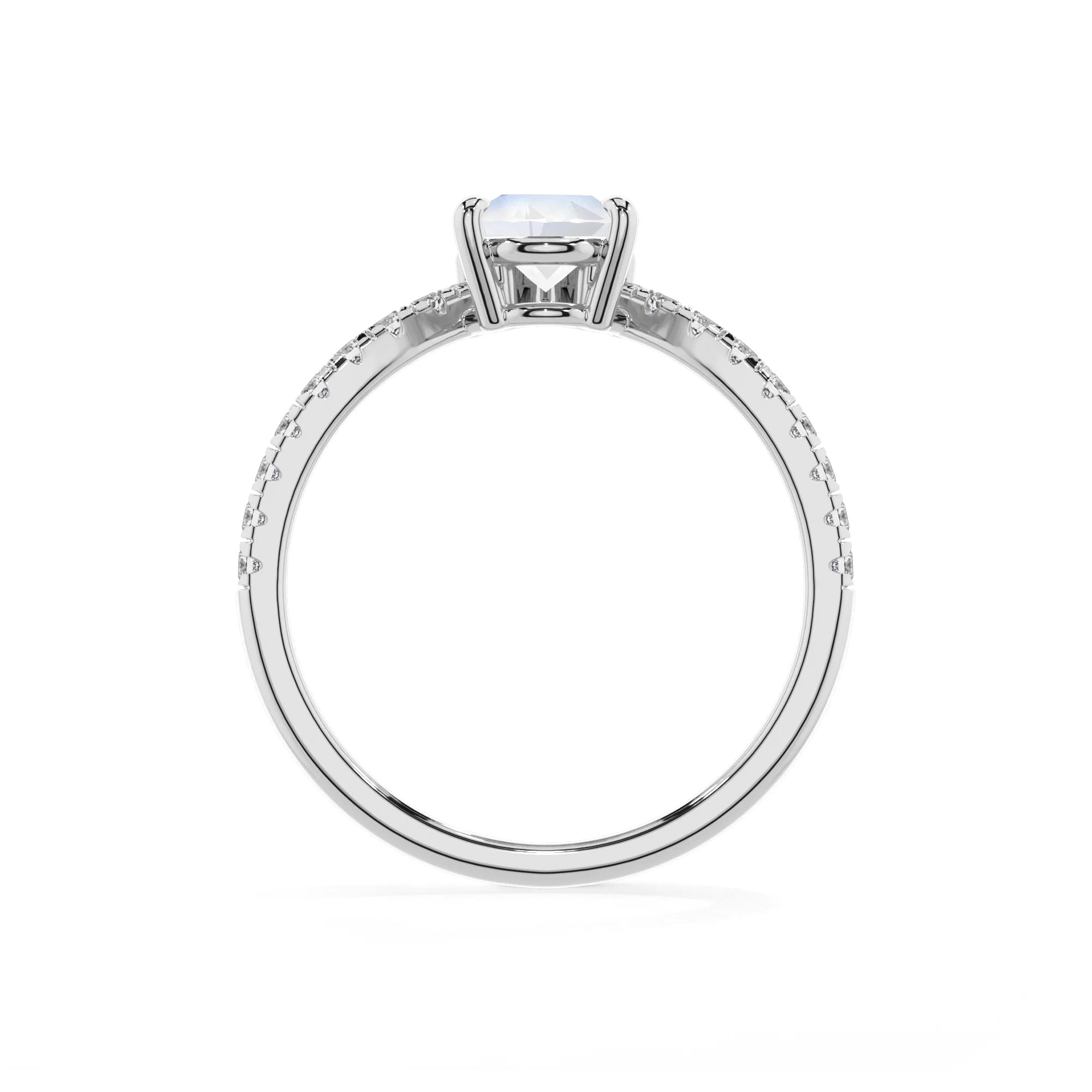 natural rainbow-moonstone pear solitaire rings in platinum 