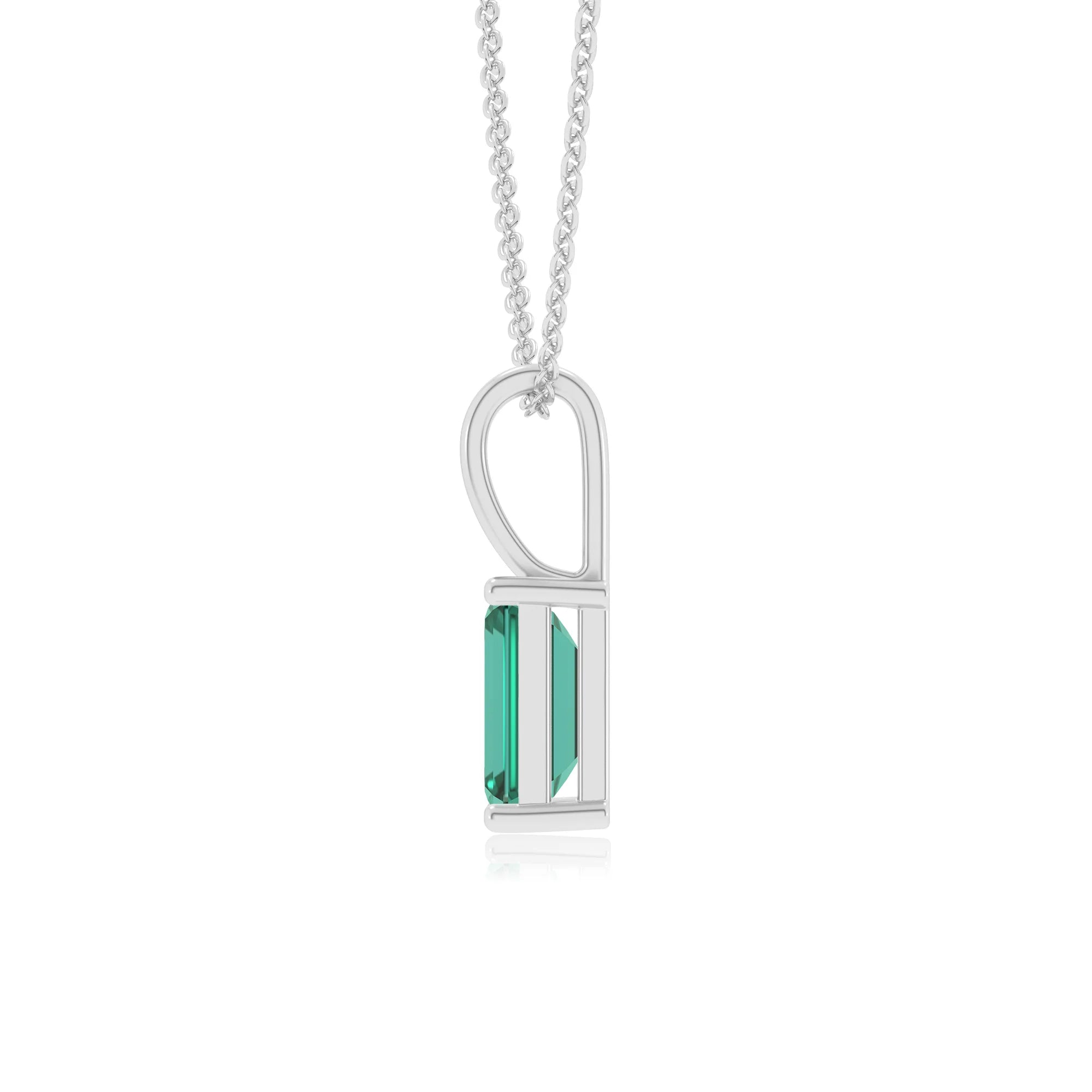 lab grown emerald octogon cut solitaire necklaces in platinum 