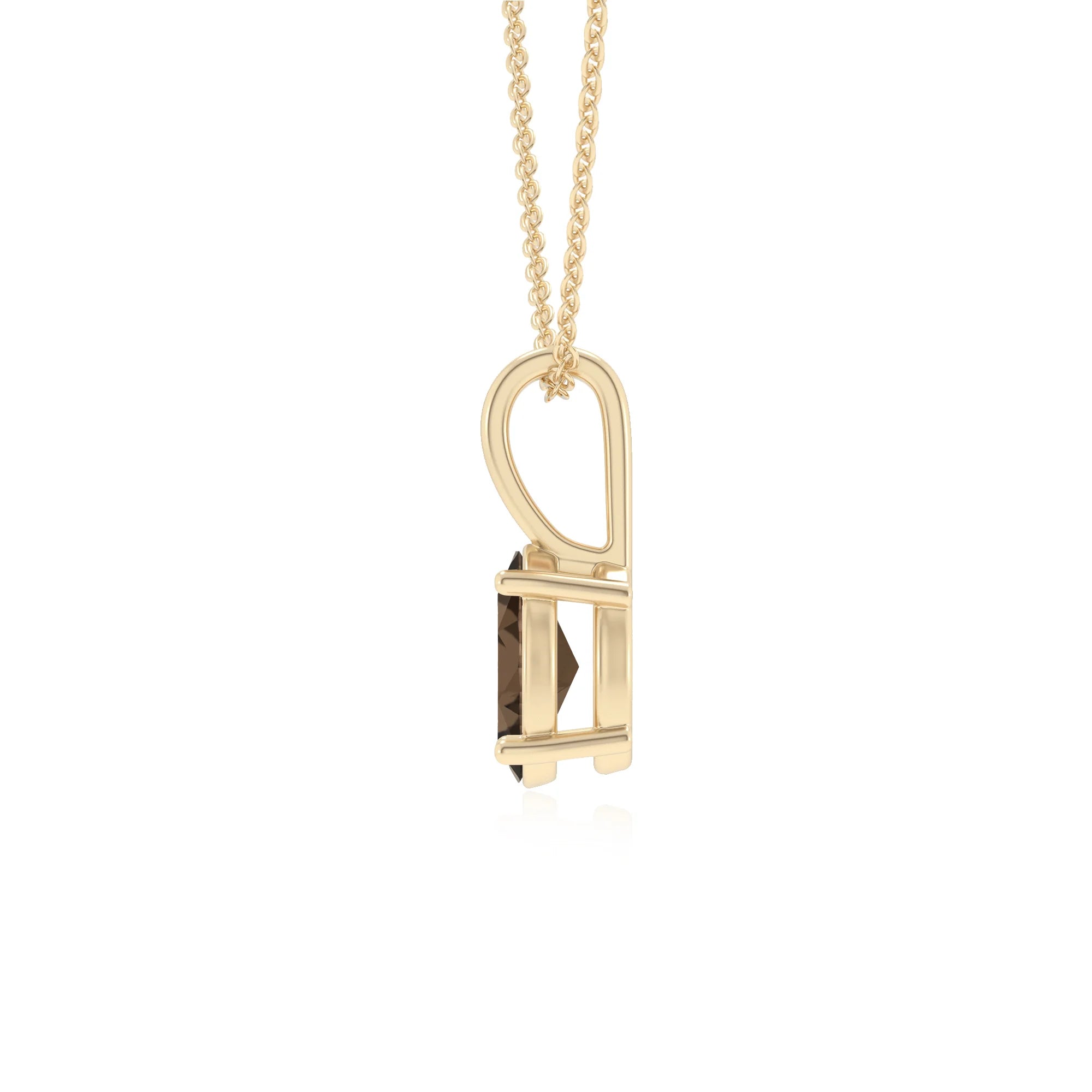 natural smoky-quartz oval solitaire necklaces in yellow gold 