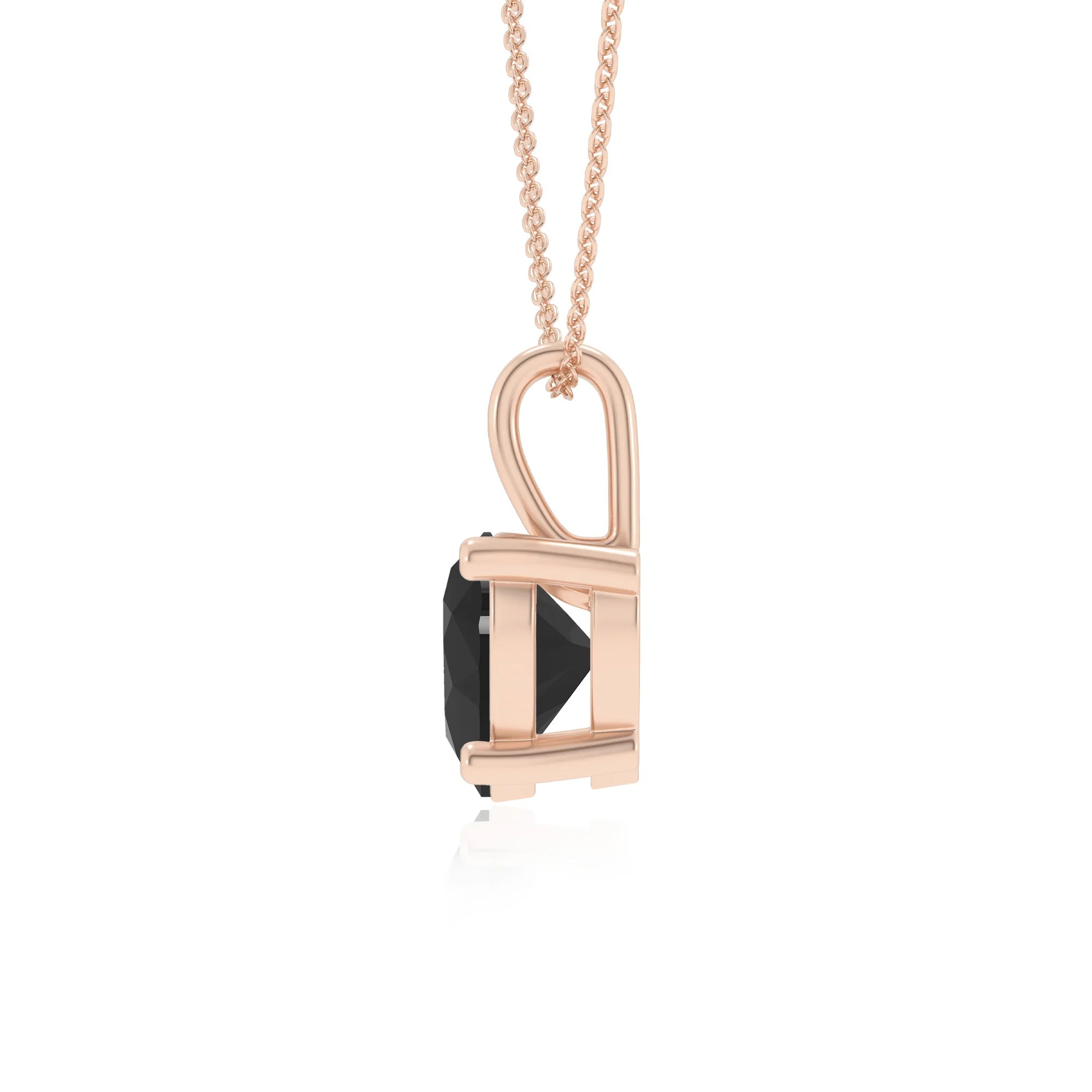 natural black-onyx heart solitaire necklaces in rose gold 
