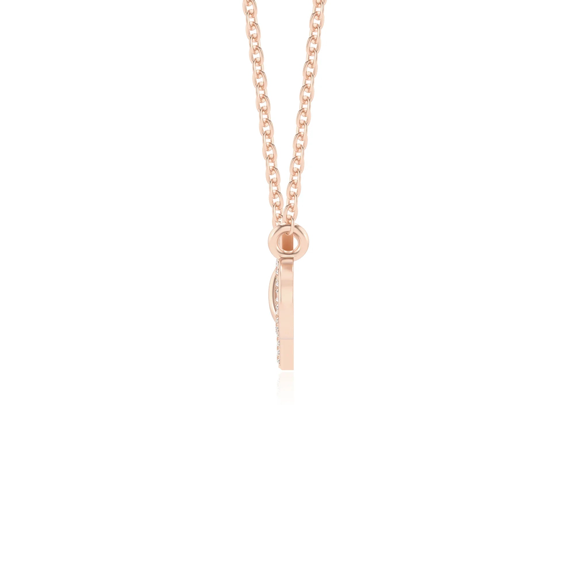 lab grown moissanite round infinity necklaces in rose gold 